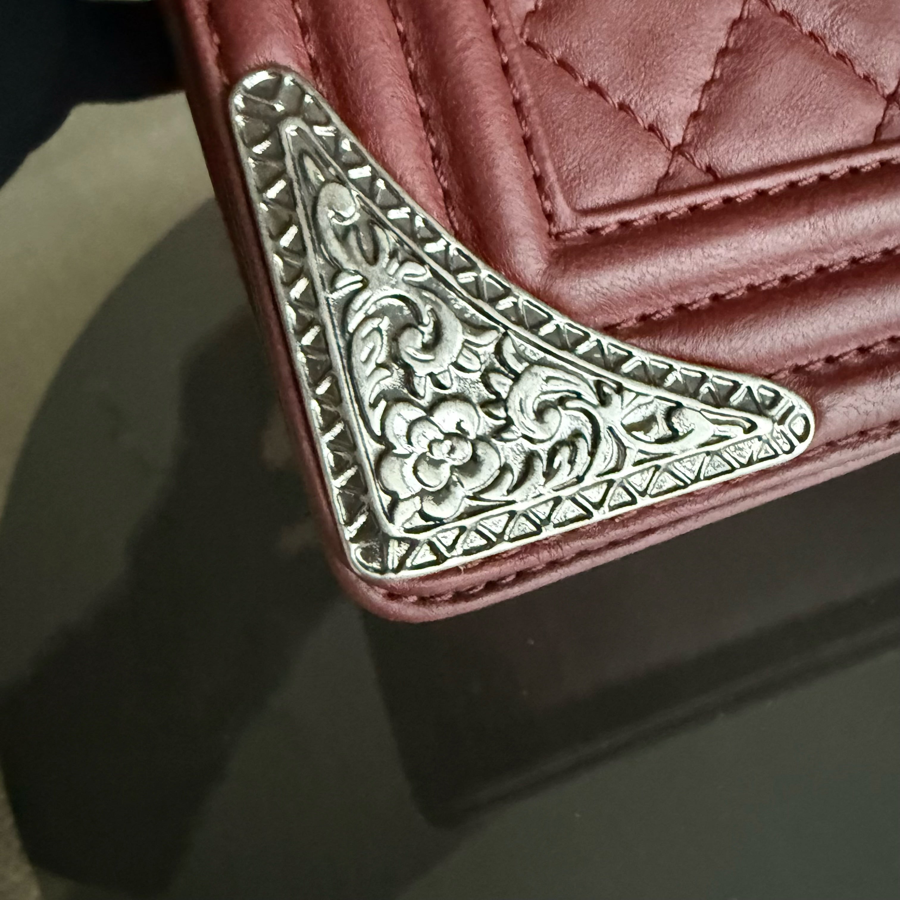 Chanel Boy Medium - 25CM Quilted Limited Edition Paris-Dallas Metal Edge Grained Calfskin Black Silver Hardware Series 19