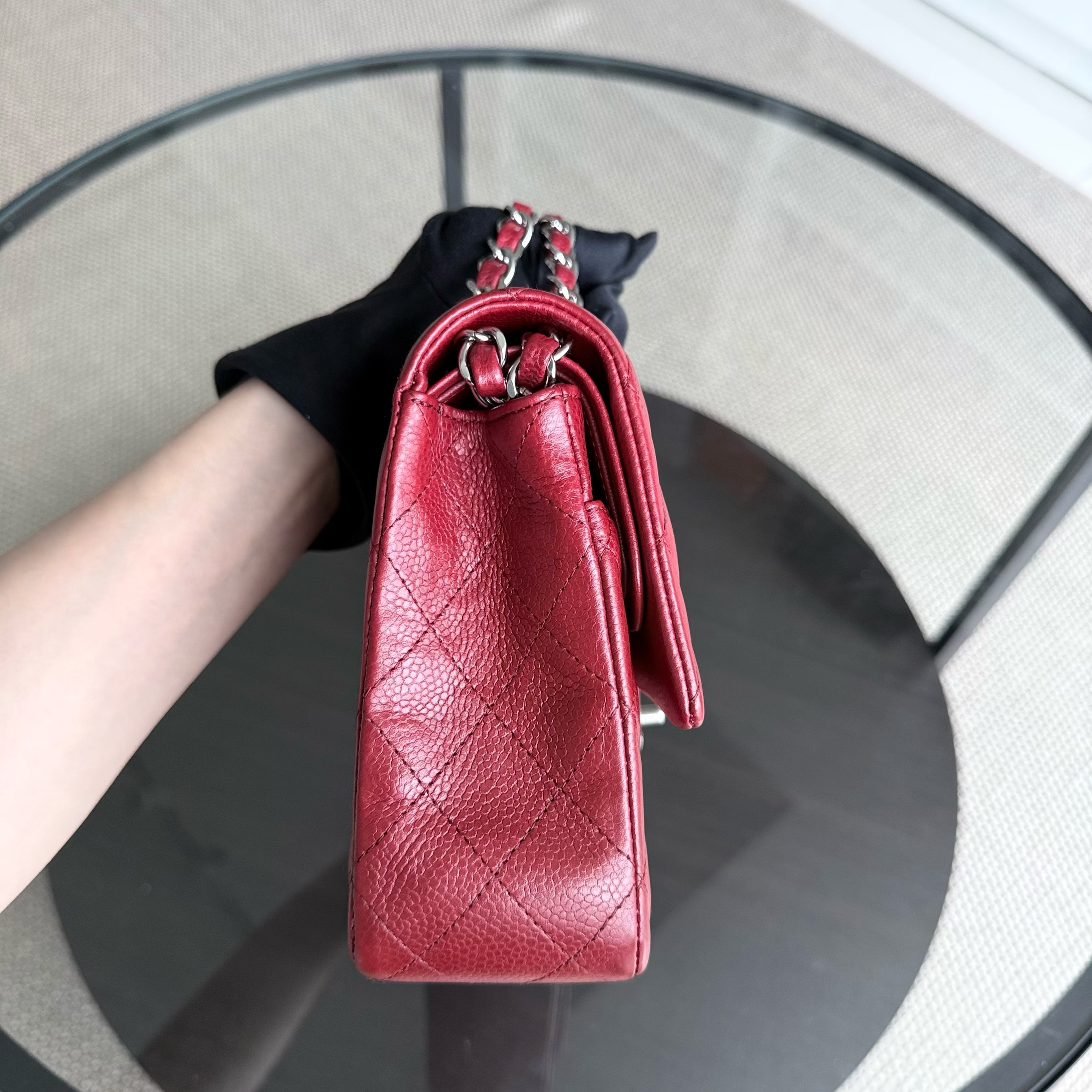 Chanel Classic Flap Medium - Caviar 25CM Quilted Grained Calfskin Red Silver Hardware Series 16