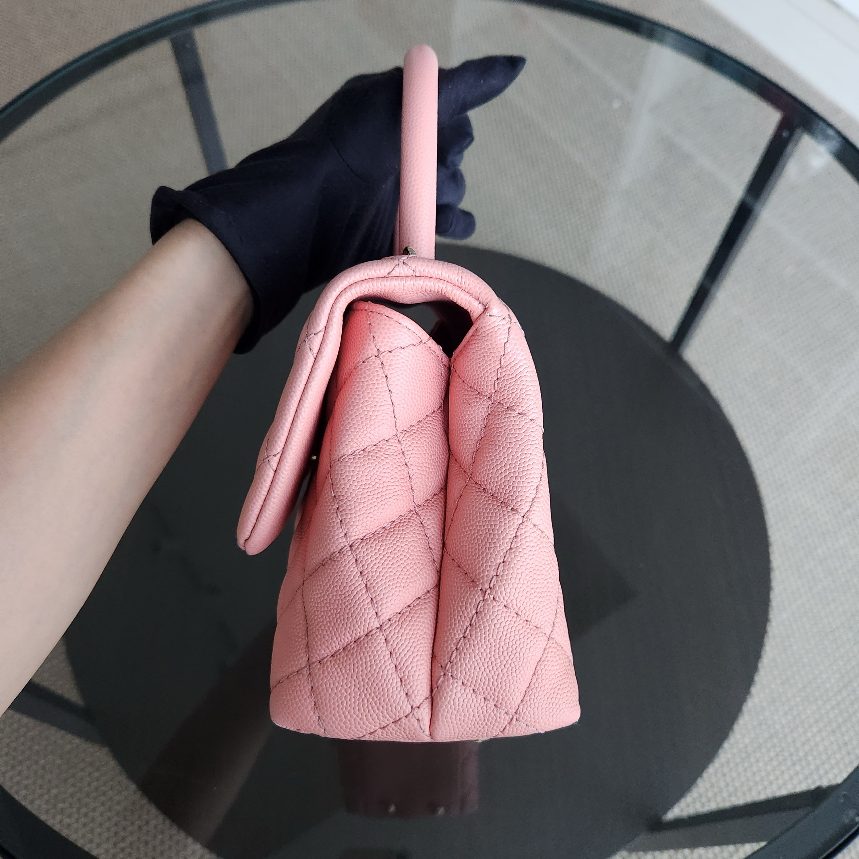 Chanel Coco Handle Small - Caviar Quilted Sakura Pink Gold Hardware Series 27
