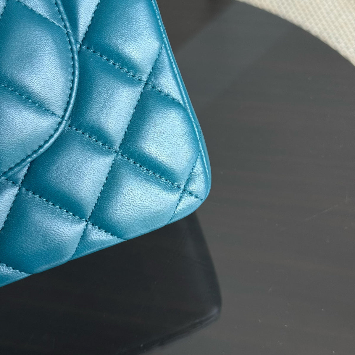 Chanel Classic Flap Jumbo - Double Flap 30CM Quilted Lambskin Dark Turquoise Dark Silver Hardware Series 15