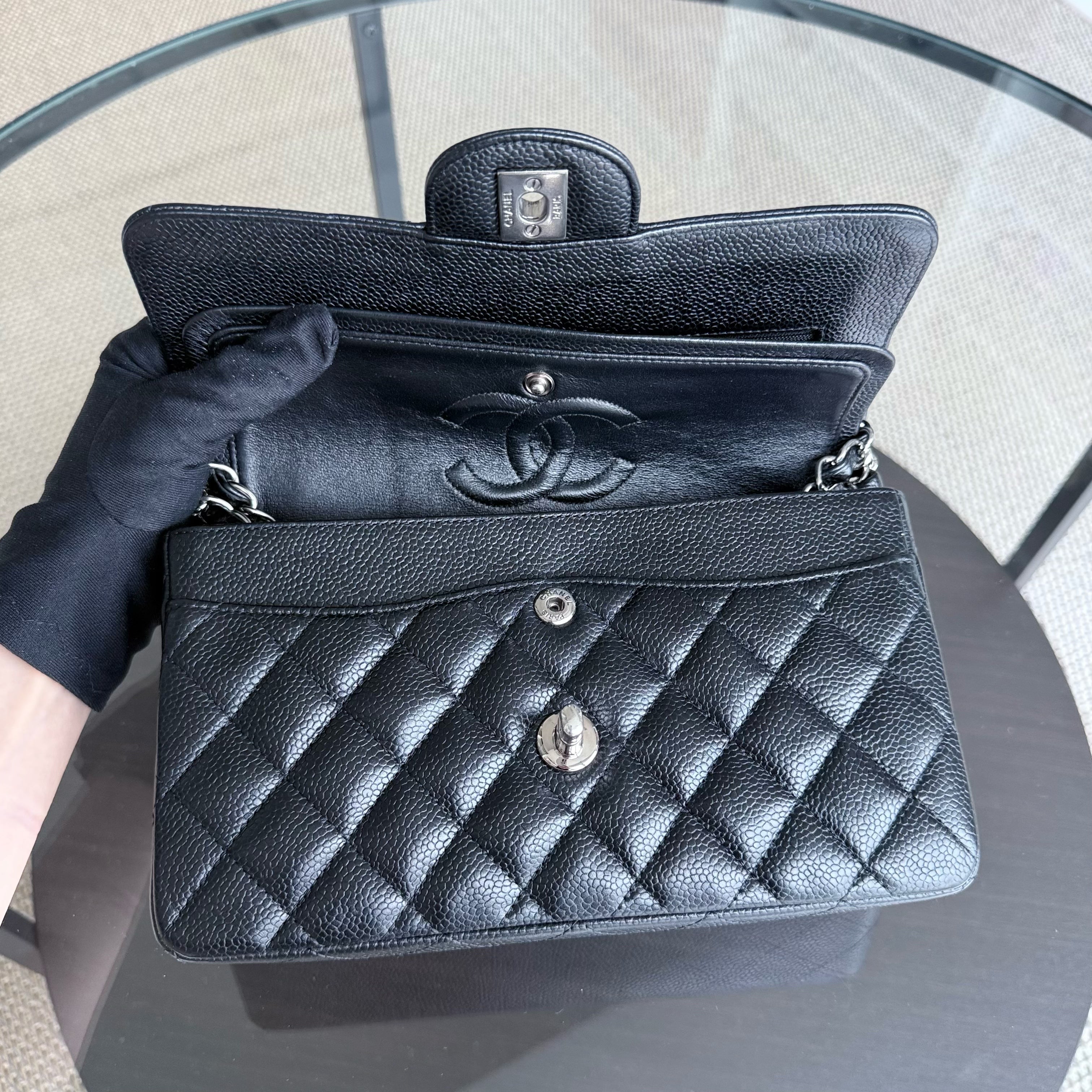 Chanel Classic Flap Small - Caviar 23CM Quilted Black Silver Hardware Series 13