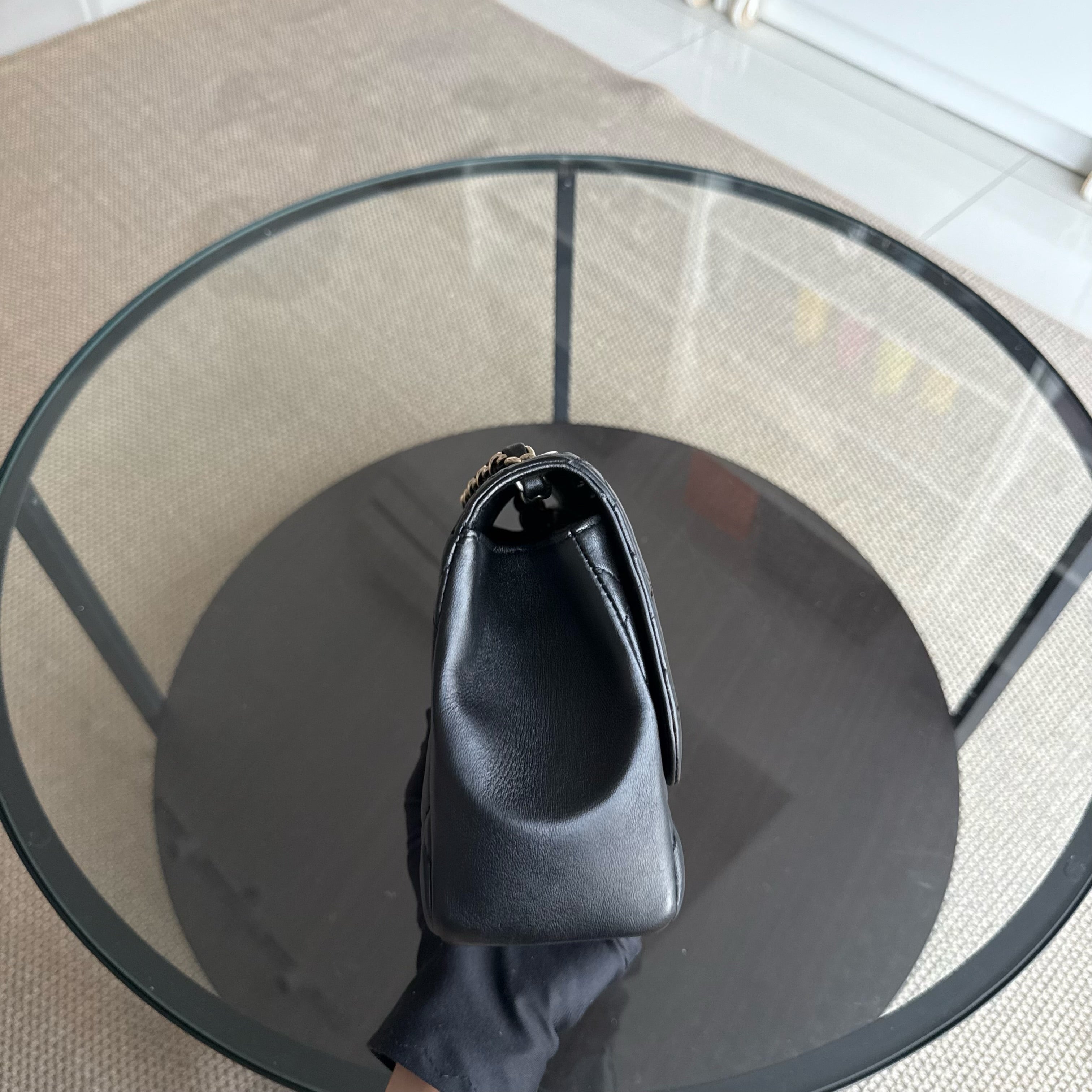 Chanel Chic Flap Seasonal Flap Medium - 25CM Quilted Lambskin Black Gold Hardware Series 21