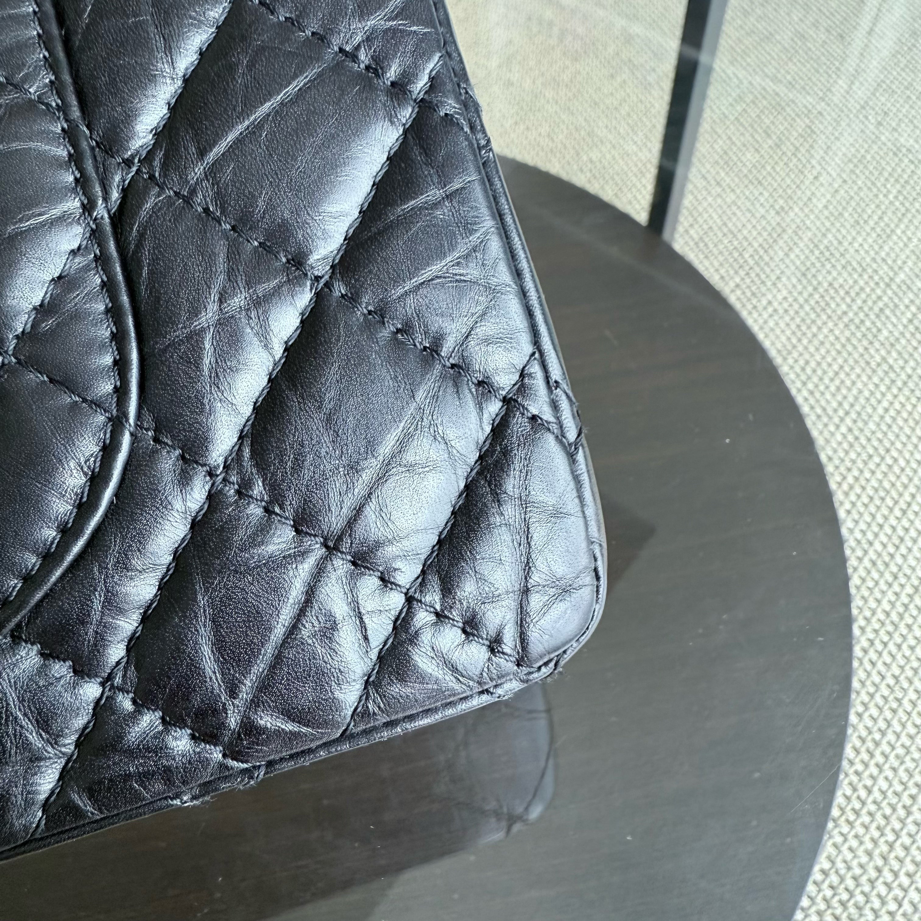 Chanel 2.55 Reissue 226 - 28CM Quilted Aged Calfskin Black Aged Gold Hardware Series 14