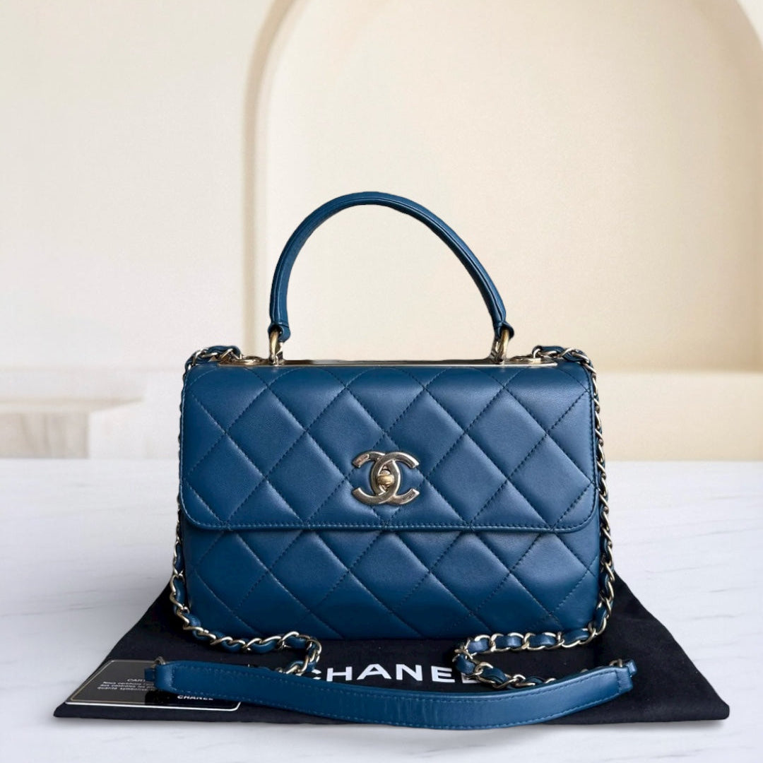 Chanel Trendy CC Small - Quilted Lambskin Blue Gold Hardware Series 24