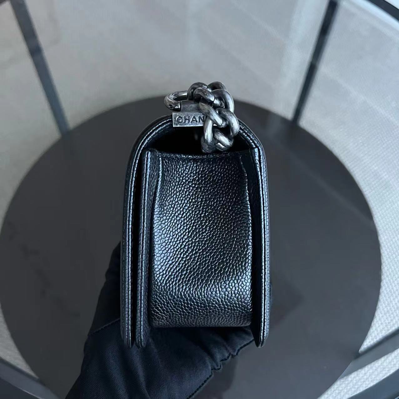 Chanel Boy Small - Caviar Quilted Grained Calfskin Black Ruthenium Silver Hardware Series 19