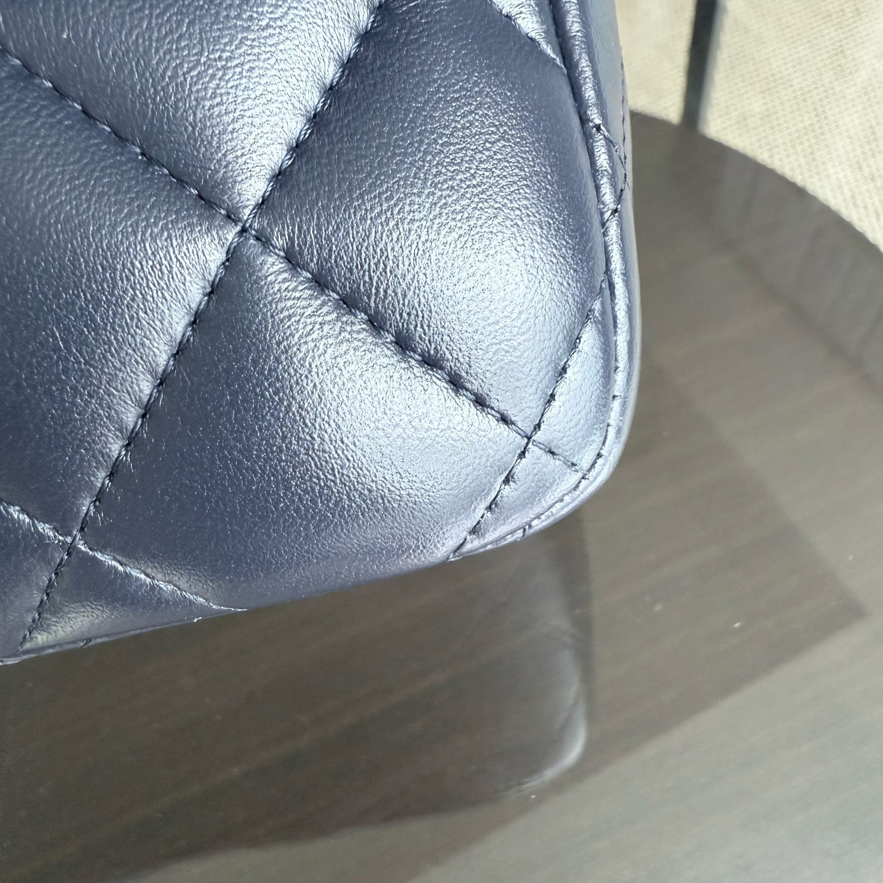 Chanel Classic Flap Jumbo - Double Flap 30CM Quilted Lambskin Dark Blue Gold Hardware Series 20