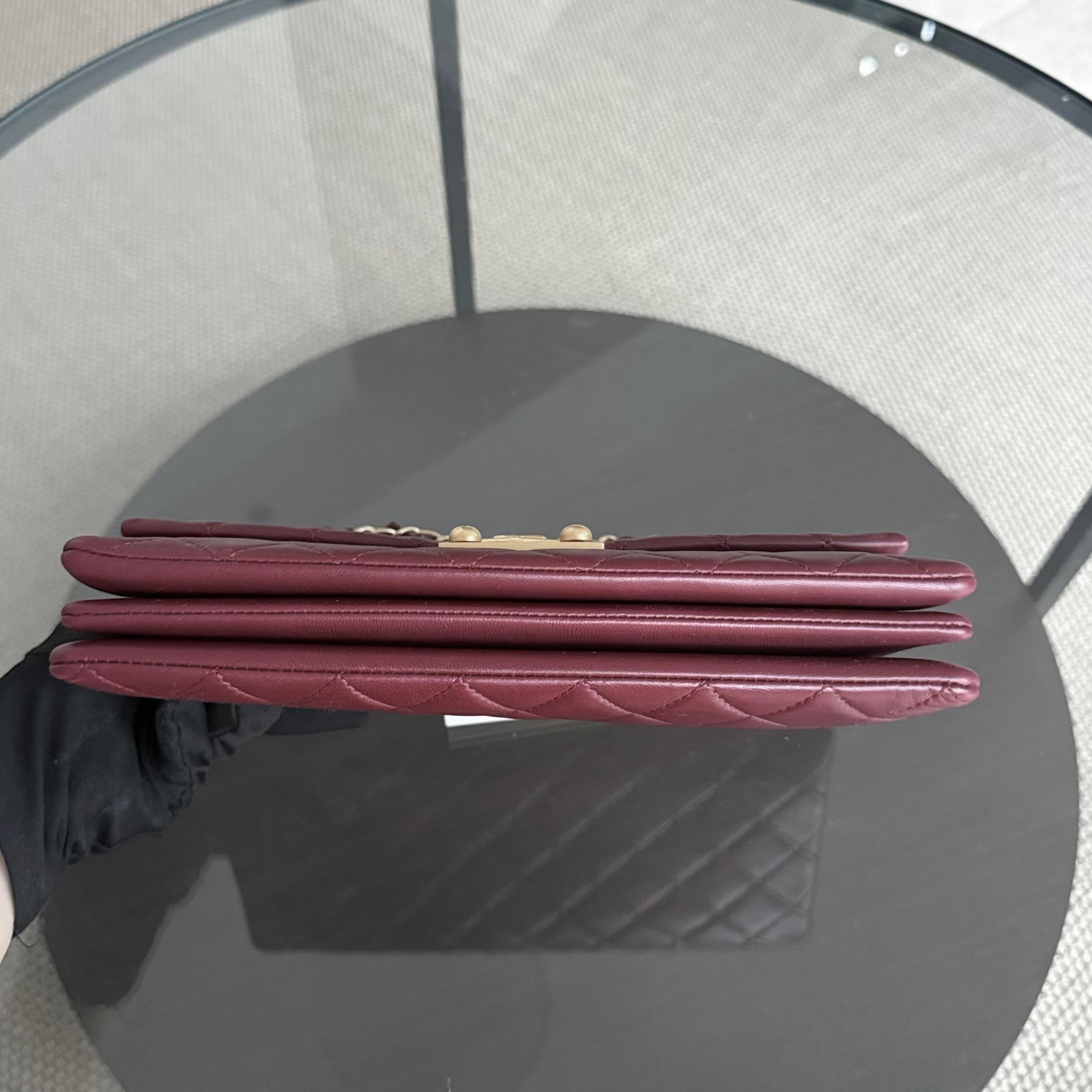 Chanel Flap Medium - 25CM Quilted Lambskin Burgundy Gold Hardware Series 21