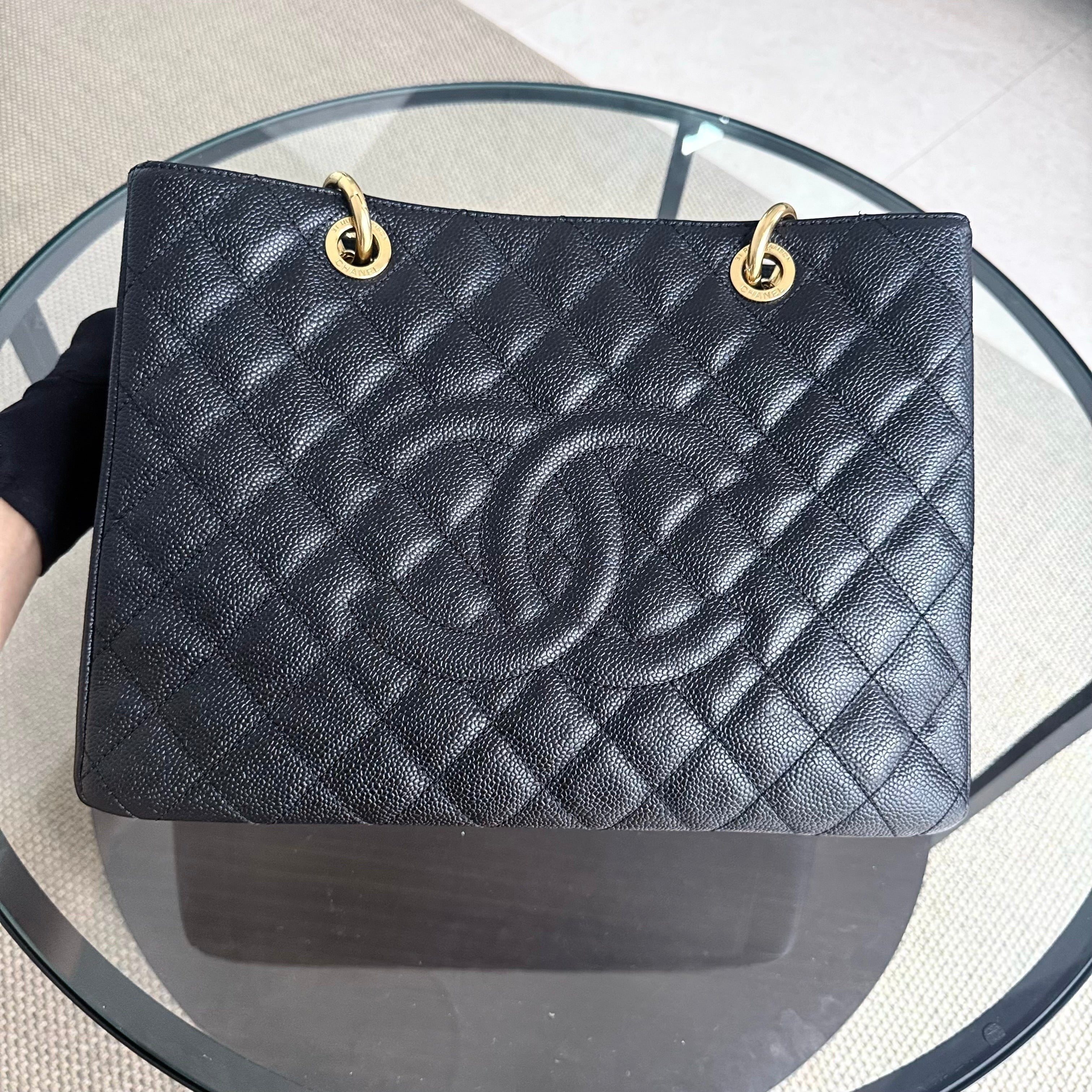 Chanel GST Grand Shopping Tote - Caviar Quilted Black Gold Hardware Series 18