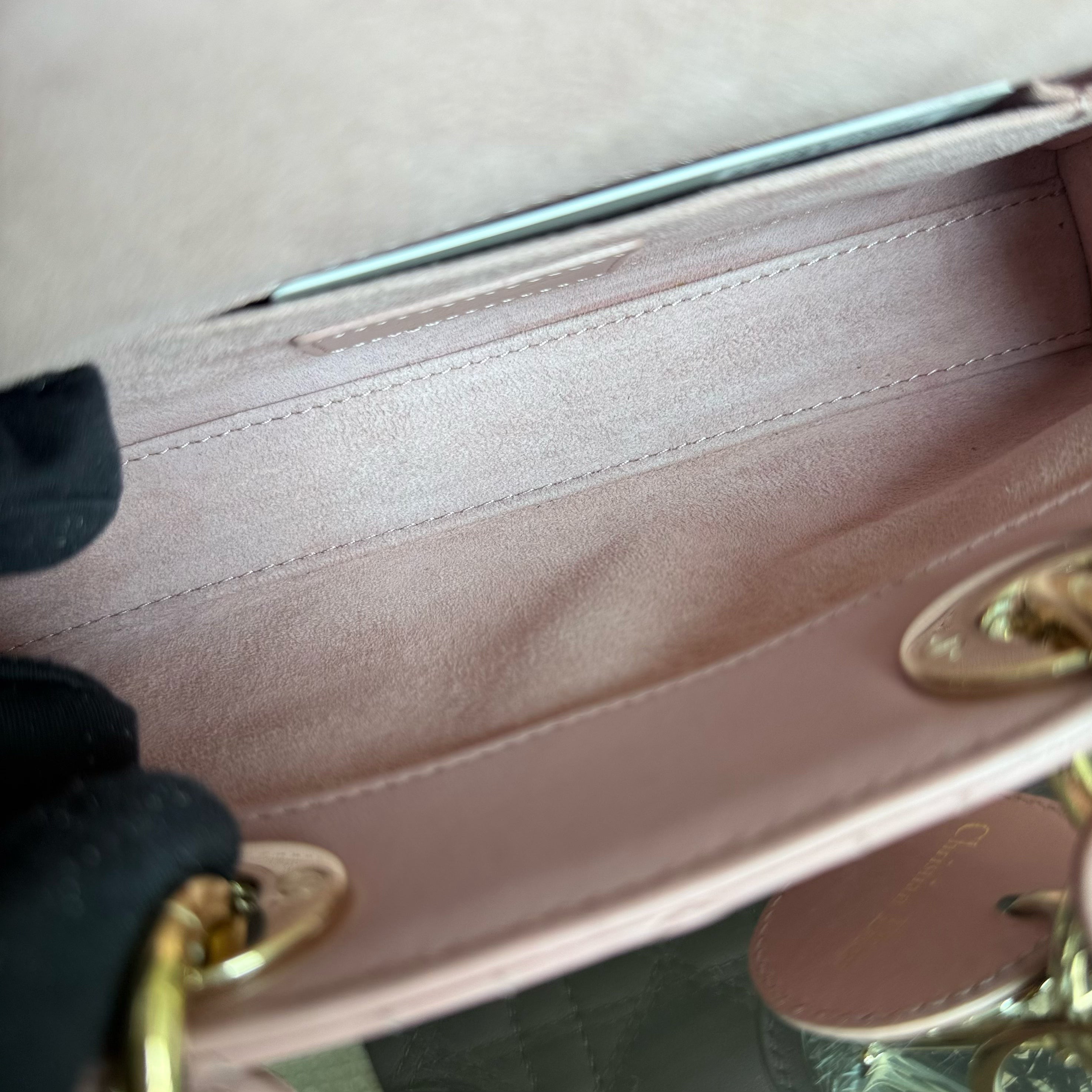 Dior Lady D-Joy Flap Small - Cannage Lambskin Pink Gold Hardware