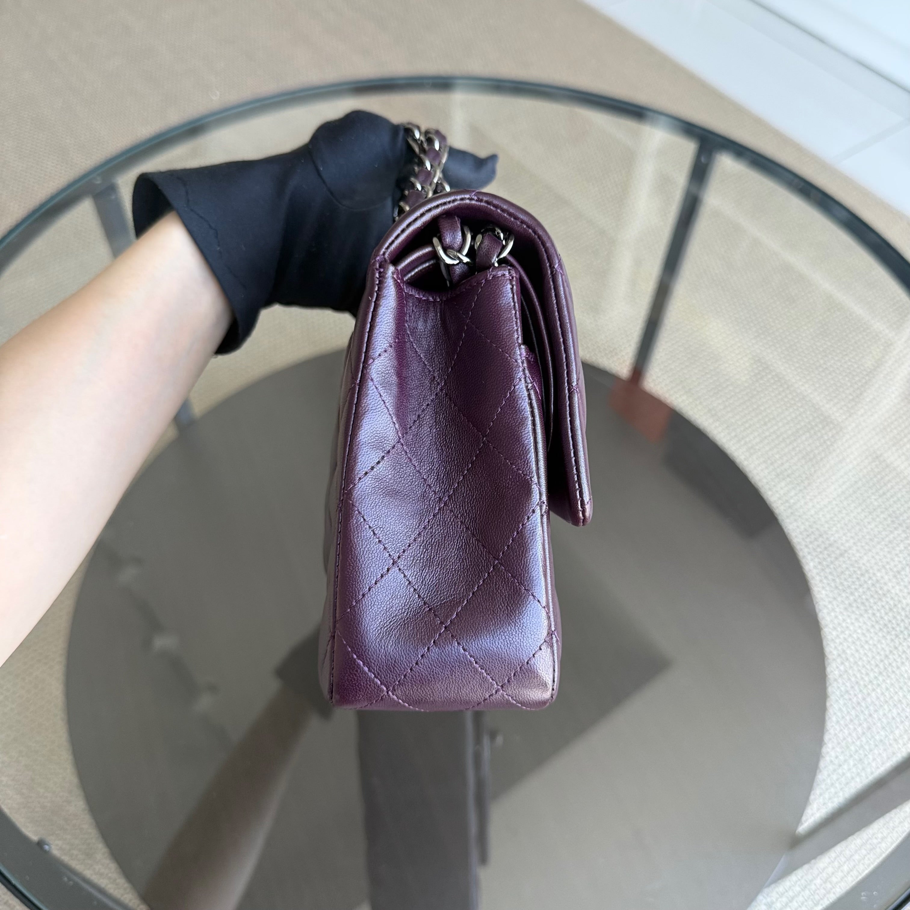 Chanel Classic Flap Medium - 25CM Quilted Lambskin Purple Black Hardware Series 15