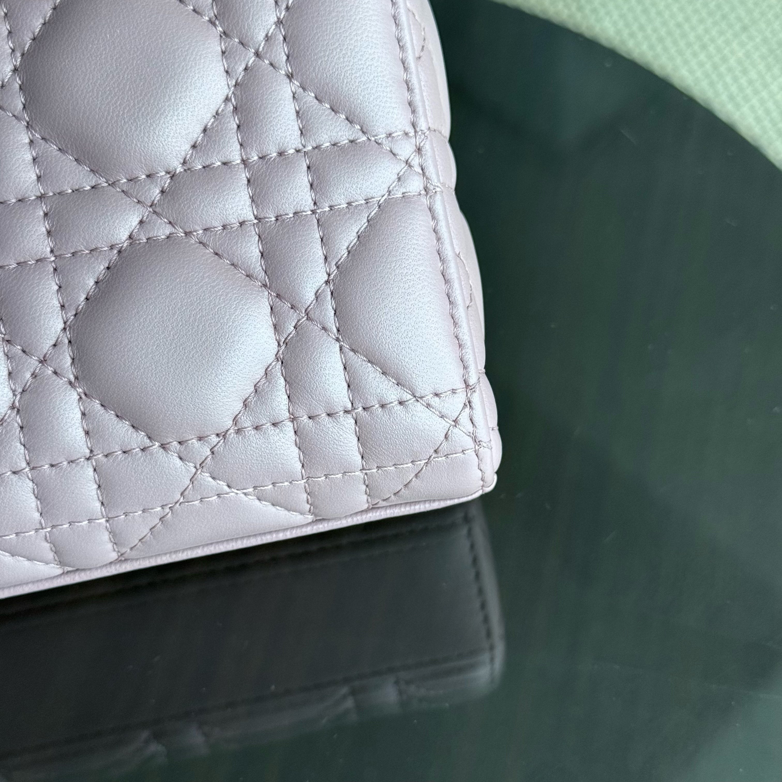 Dior D-Joy Medium - Cannage Lambskin Pink Gold Hardware