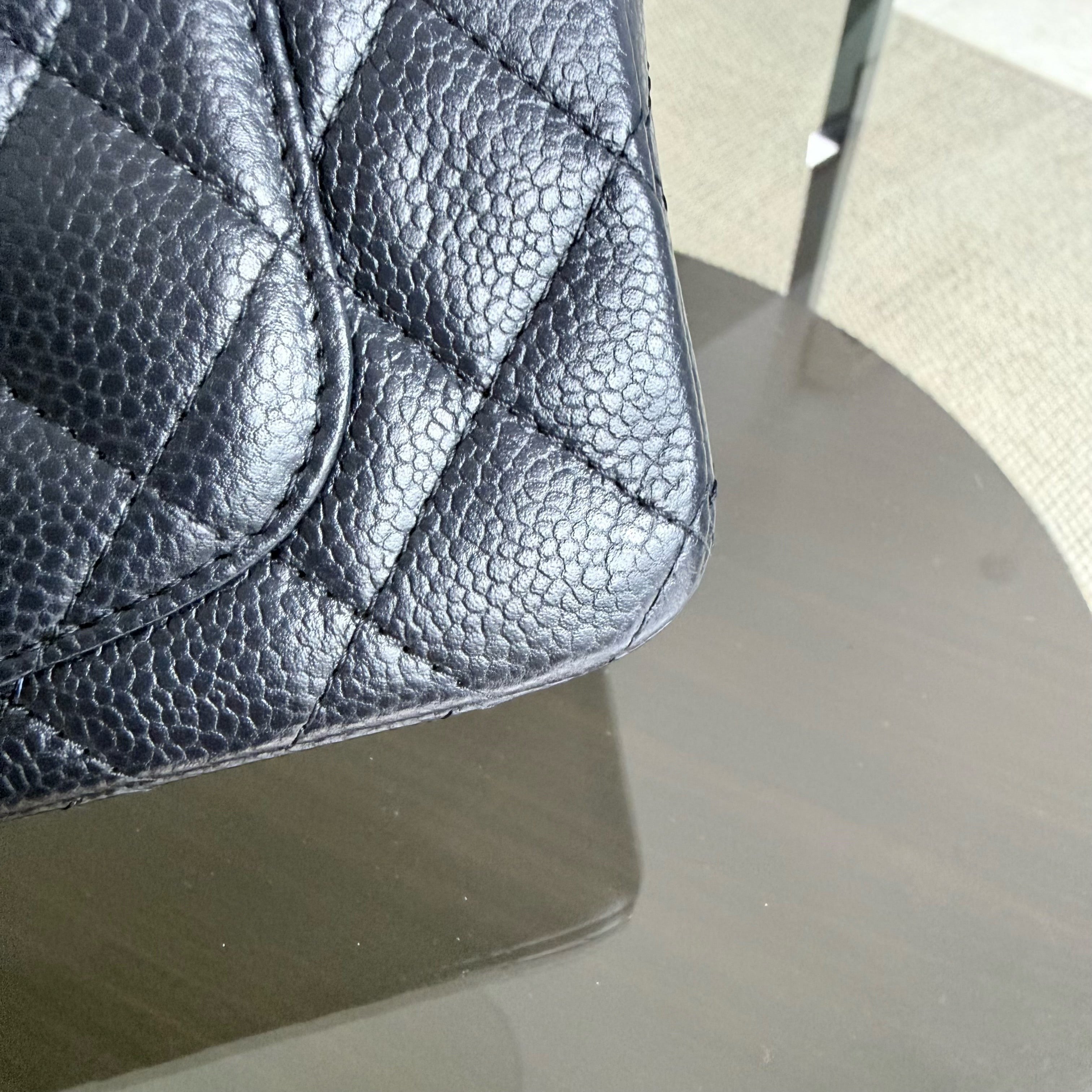 Chanel Caviar Mini Rectangle Classic Flap - 20CM Quilted Midnight Blue Ruthenium Silver Hardware Series 21
