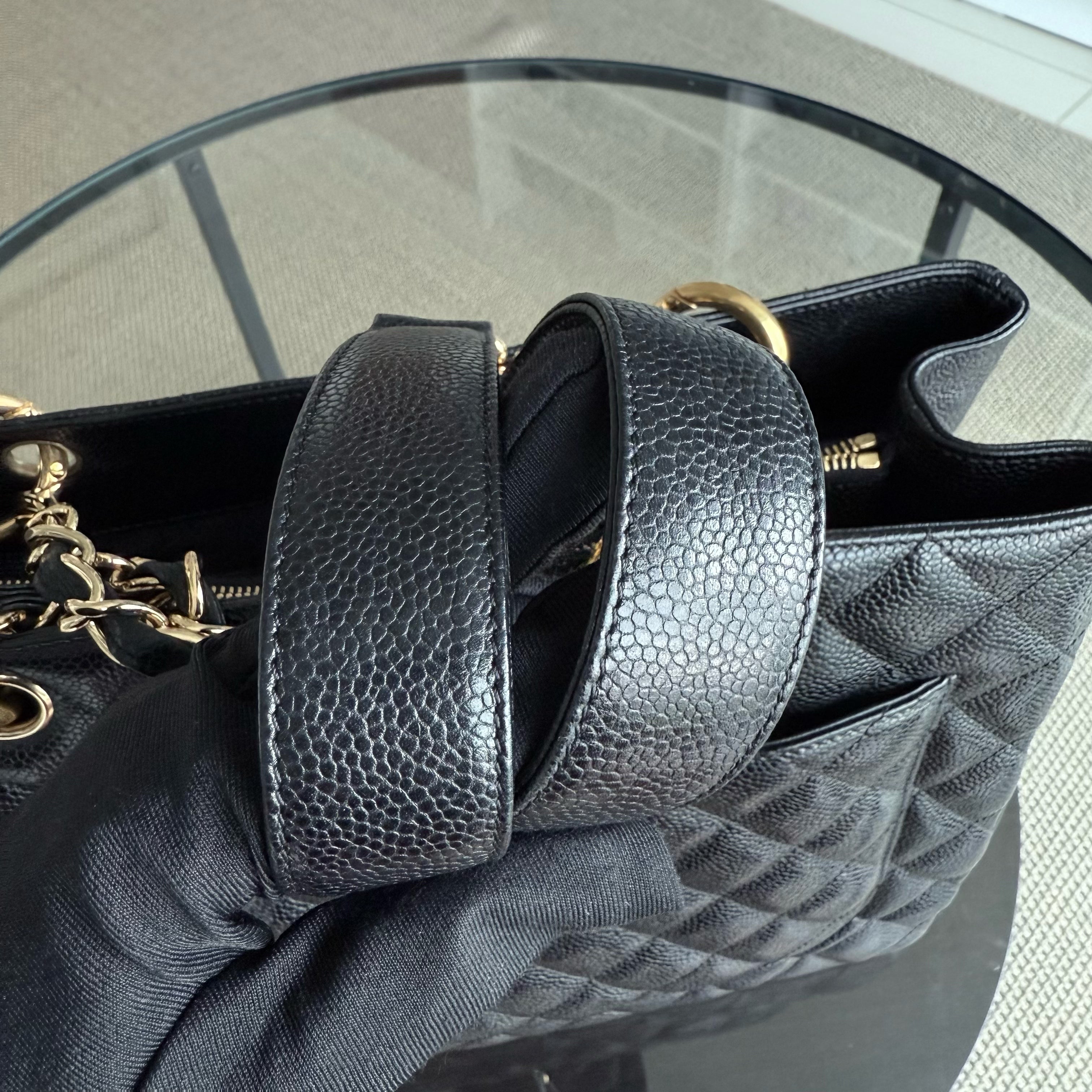 Chanel GST Grand Shopping Tote - Caviar Quilted Black Gold Hardware Series 11