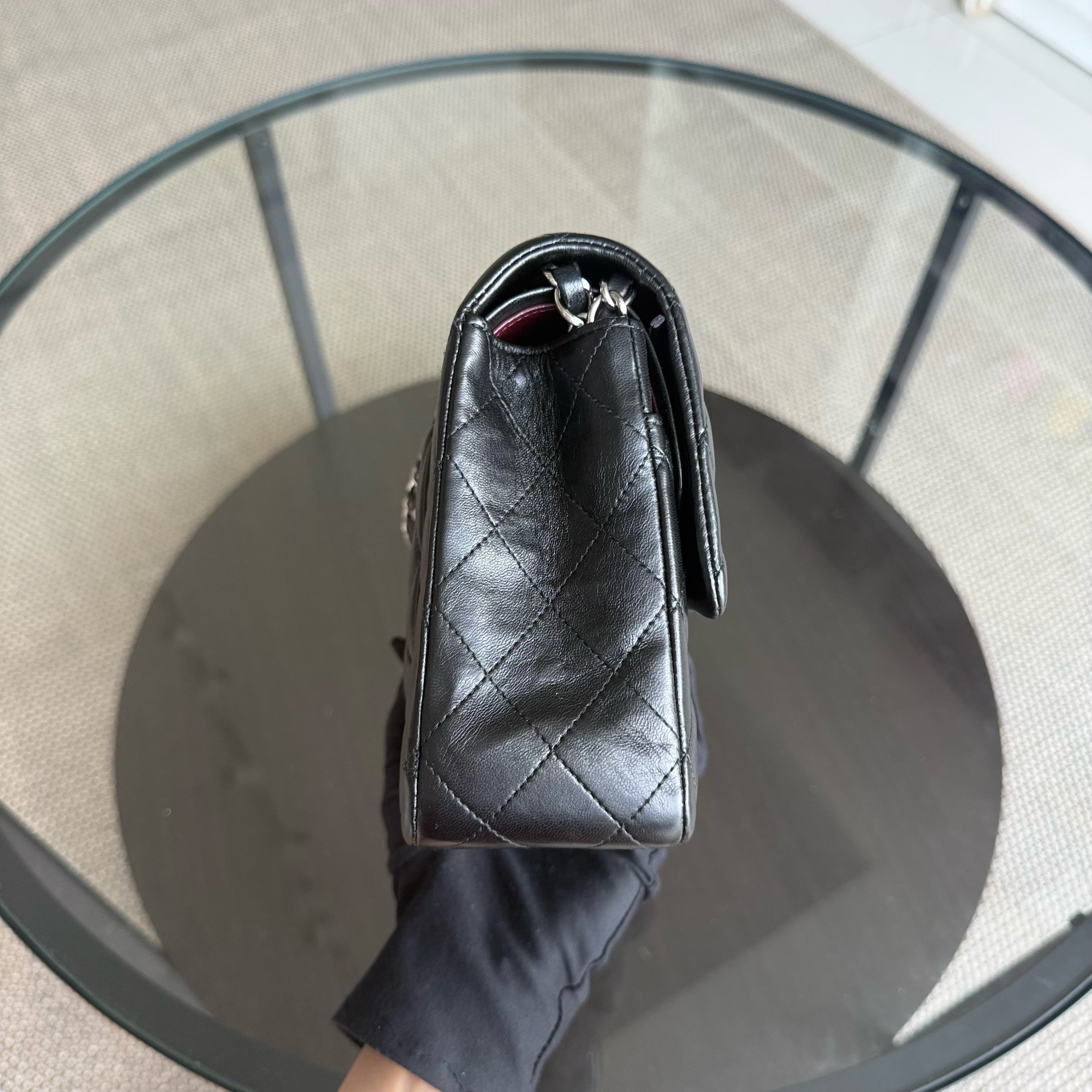 Chanel Classic Flap Medium - 25CM Quilted Lambskin Black Silver Hardware Series 15