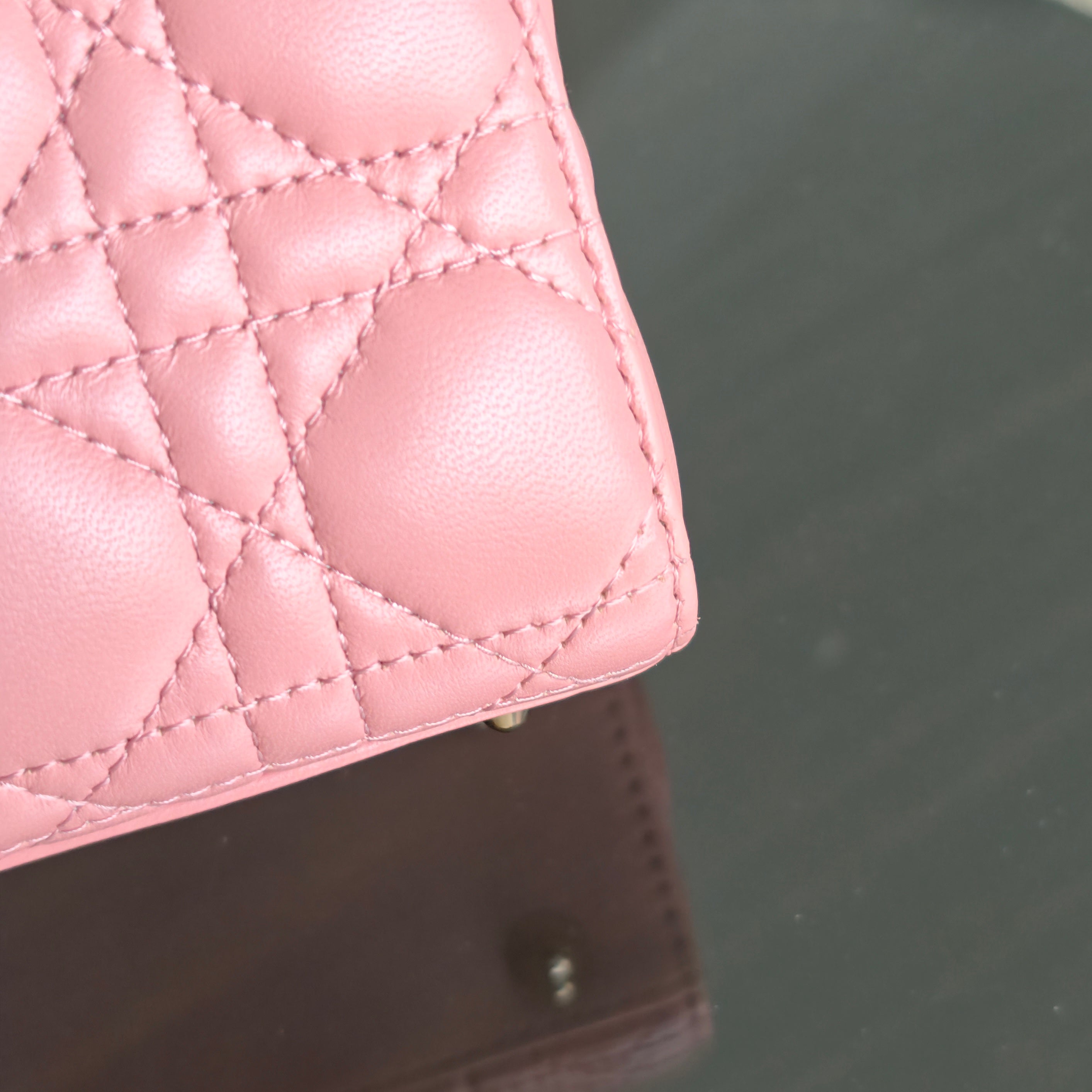 Dior Lady Small Flap - Cannage Lambskin Pink Gold Hardware