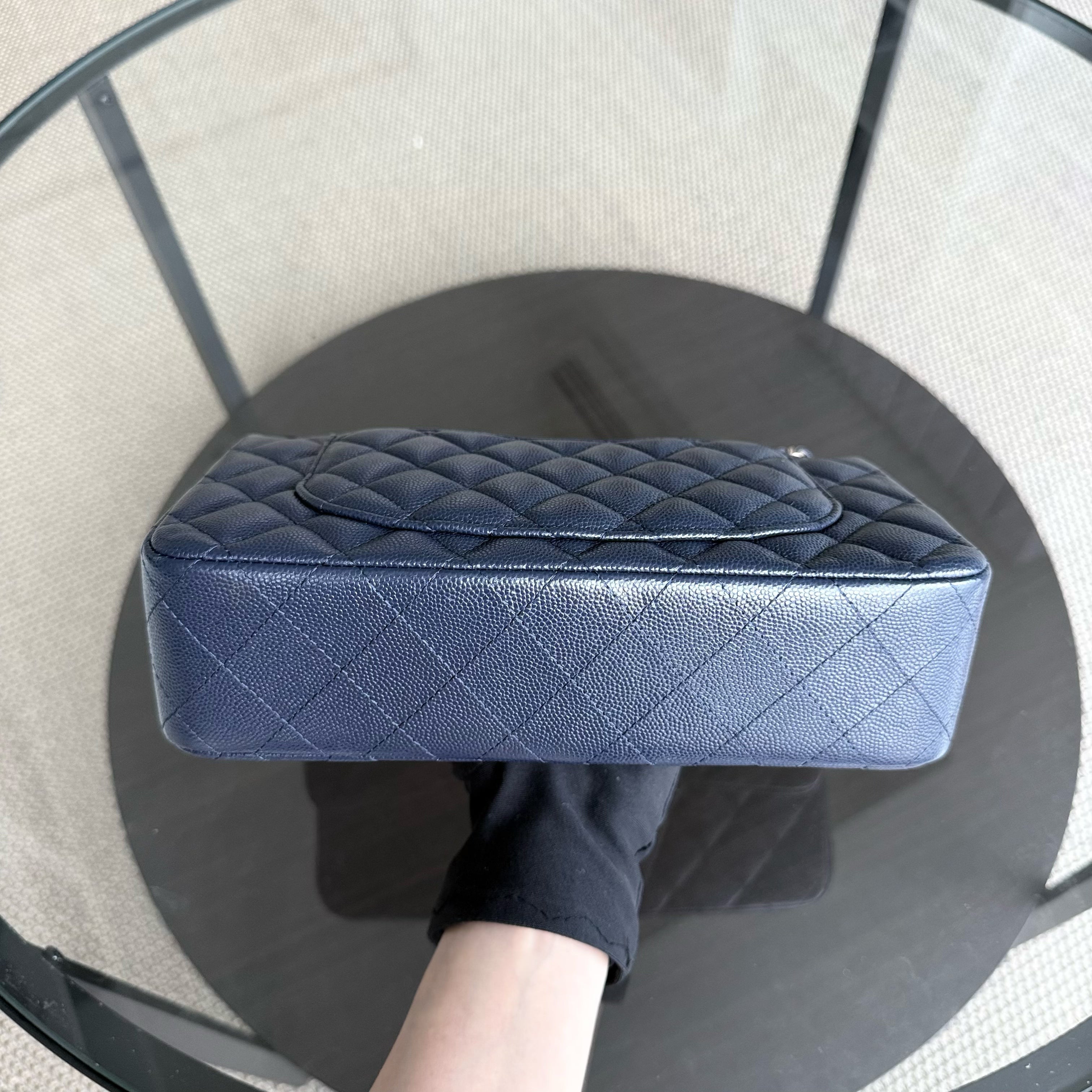Chanel Classic Flap Small - Caivar 23CM Quilted Midnight Blue Gold Hardware Series 29