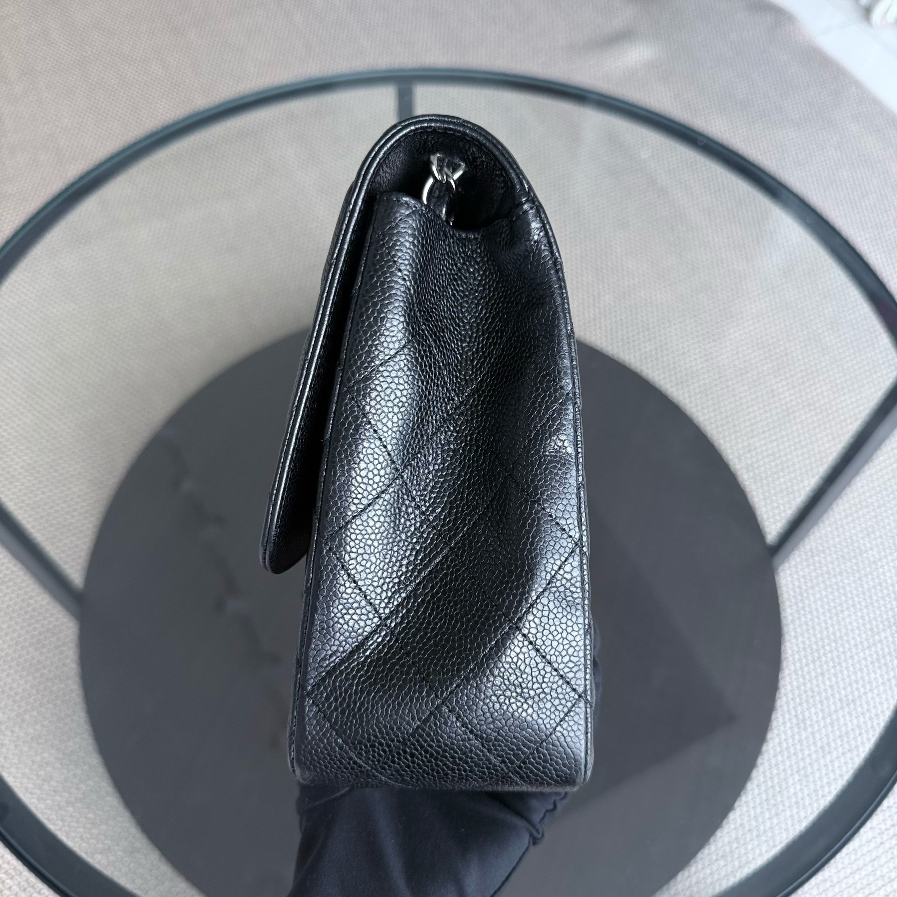 Chanel Classic Flap Jumbo - Single Flap Caviar 30CM Quilted Black Silver Hardware Series 13