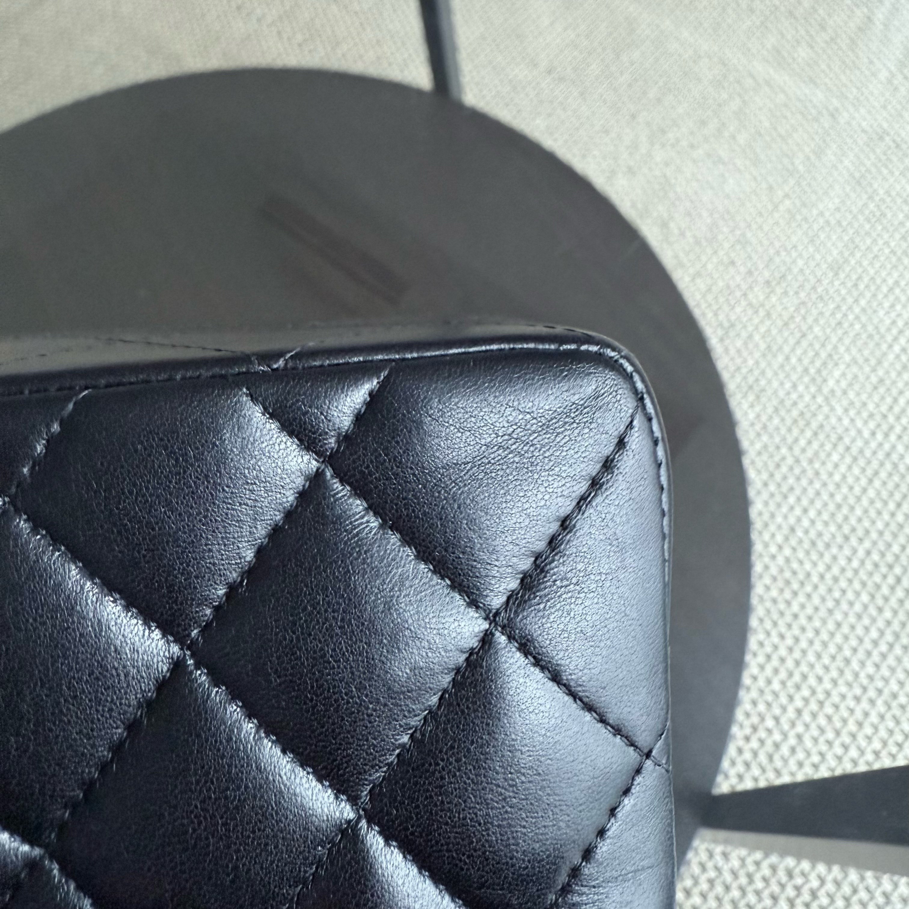 Chanel Classic Flap Small - 23CM Quilted Lambskin Black Silver Hardware Series 14