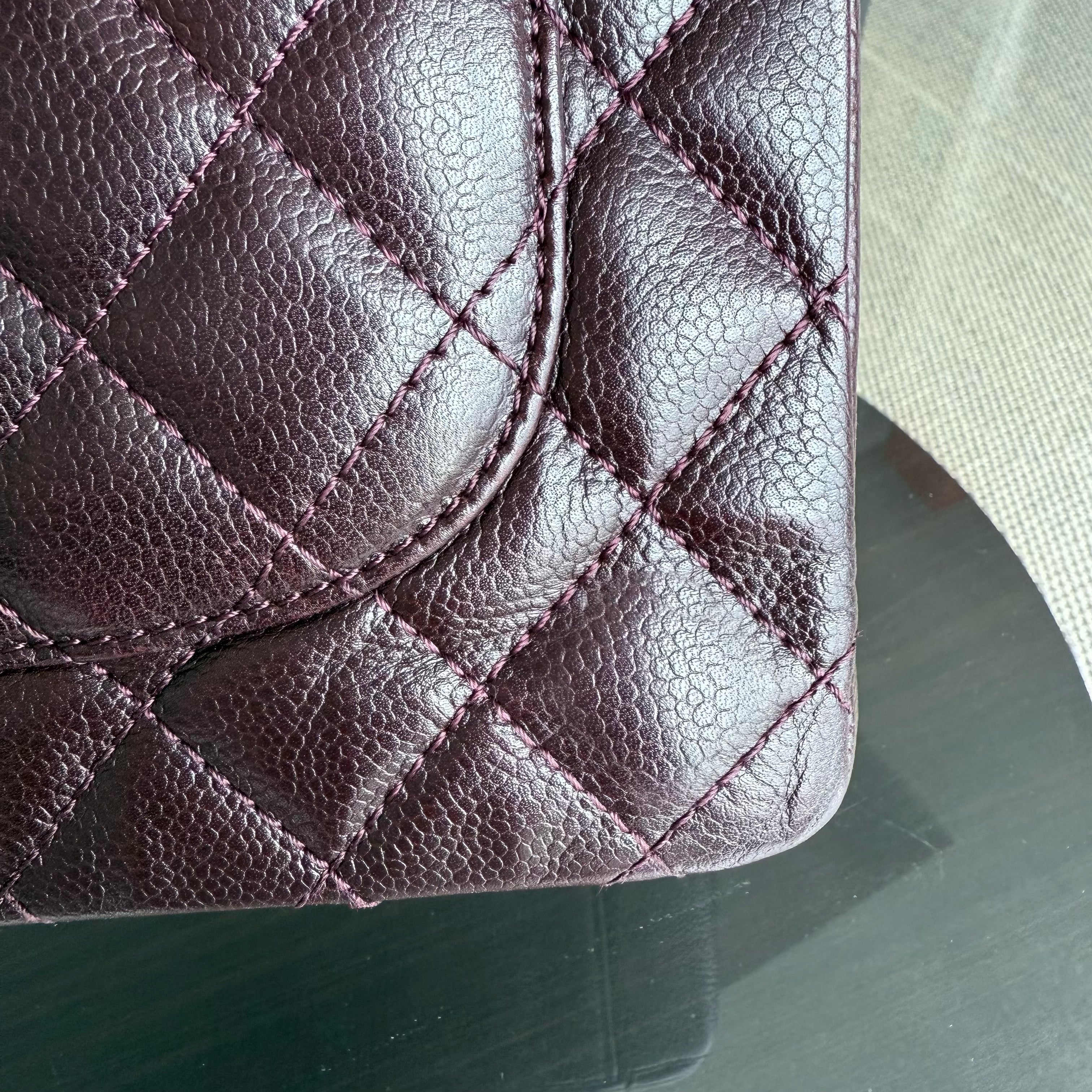 Chanel GST Grand Shopping Tote  - Caviar Quilted Burgundy Grained Calfskin Silver Hardware Series 11