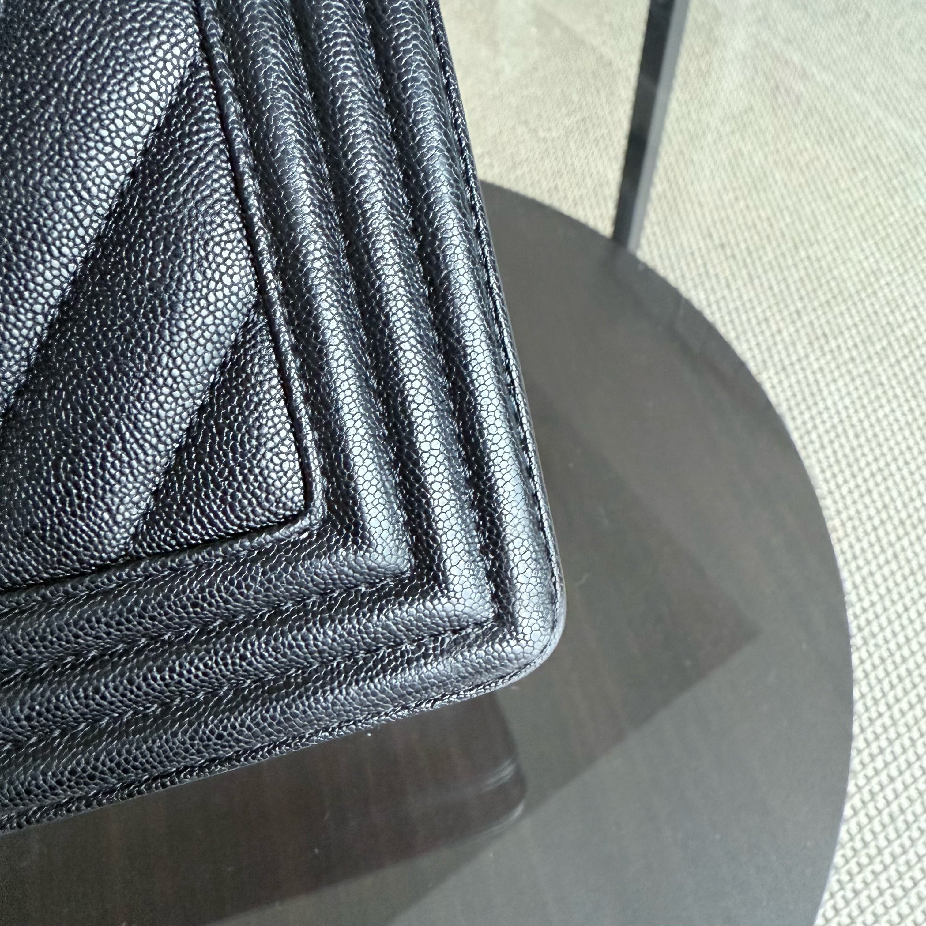 Chanel Boy Medium - Caviar 25CM Chevron Black Gold Hardware Series 28