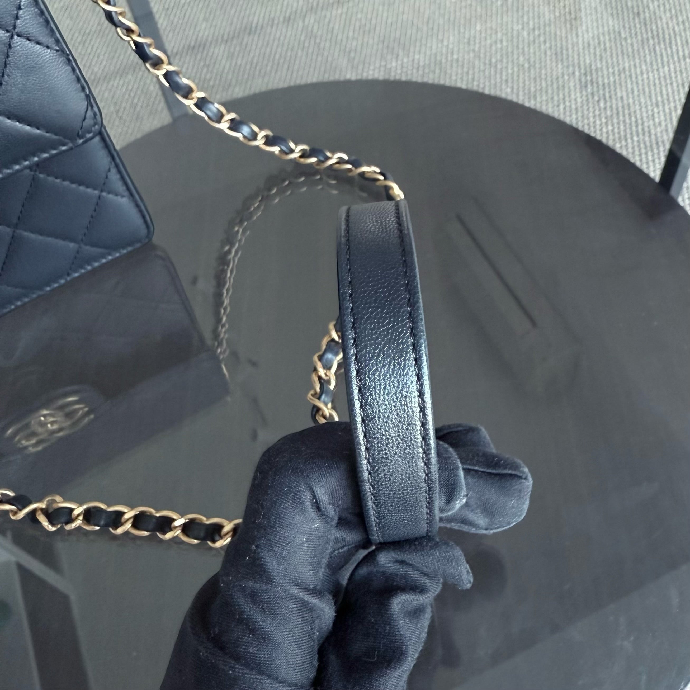 Chanel Mini Flap Chic Pearl Lambksin Black Bag Gold Hardware Series 28