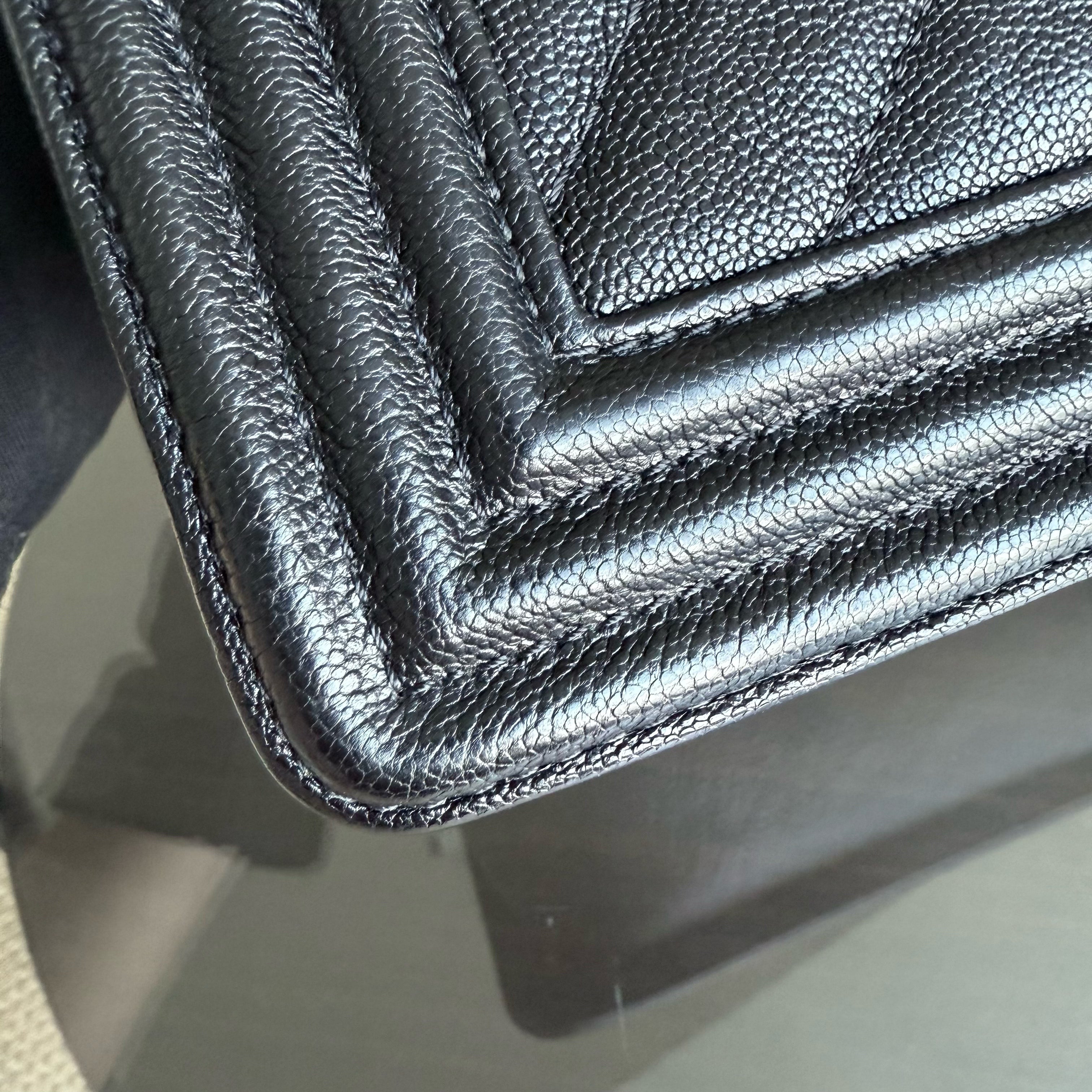 Chanel Boy Medium - Caviar 25CM Chevron Black Gold Hardware Series 26