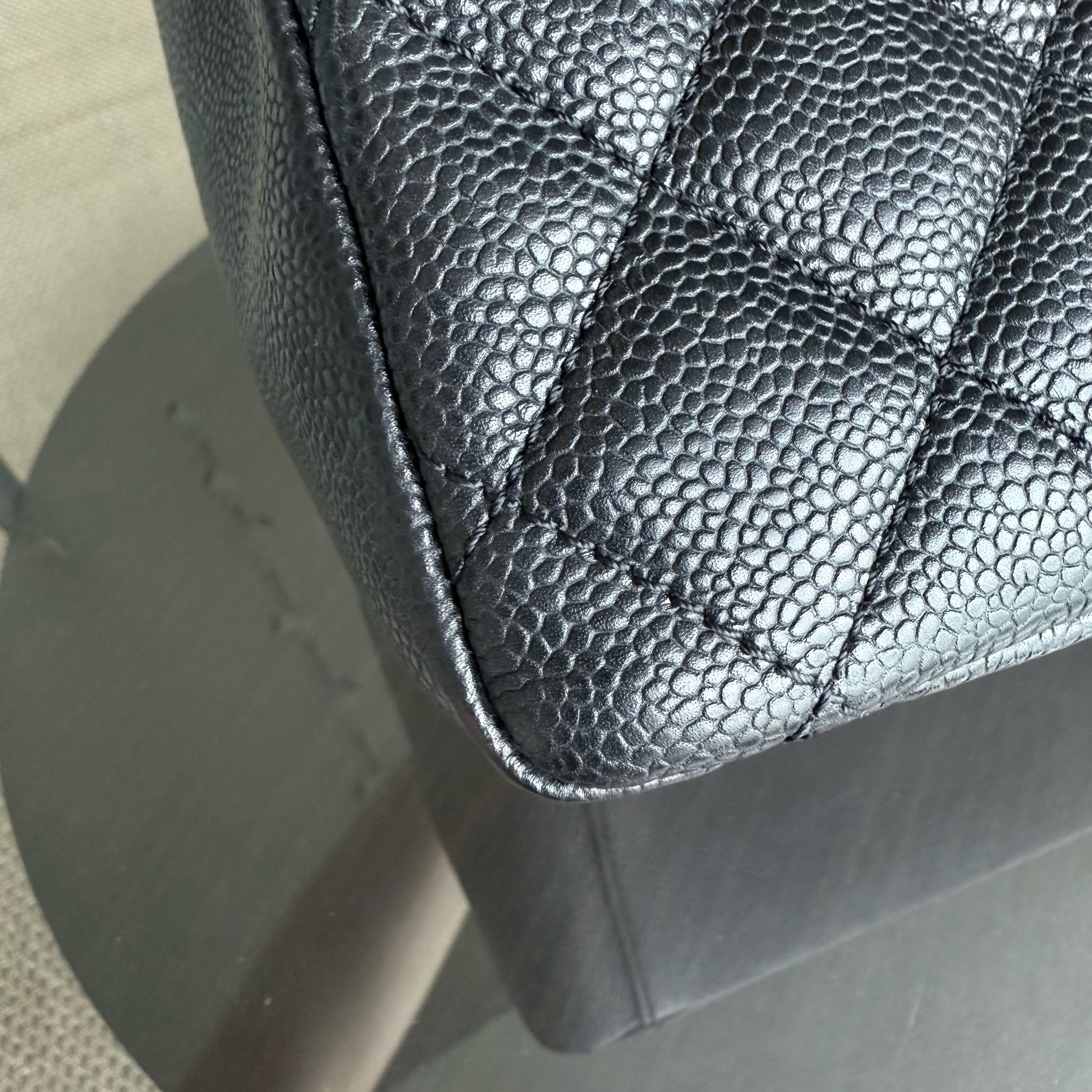 Chanel GST Grand Shopping Tote - Caviar Quilted Black Silver Hardware Series 12