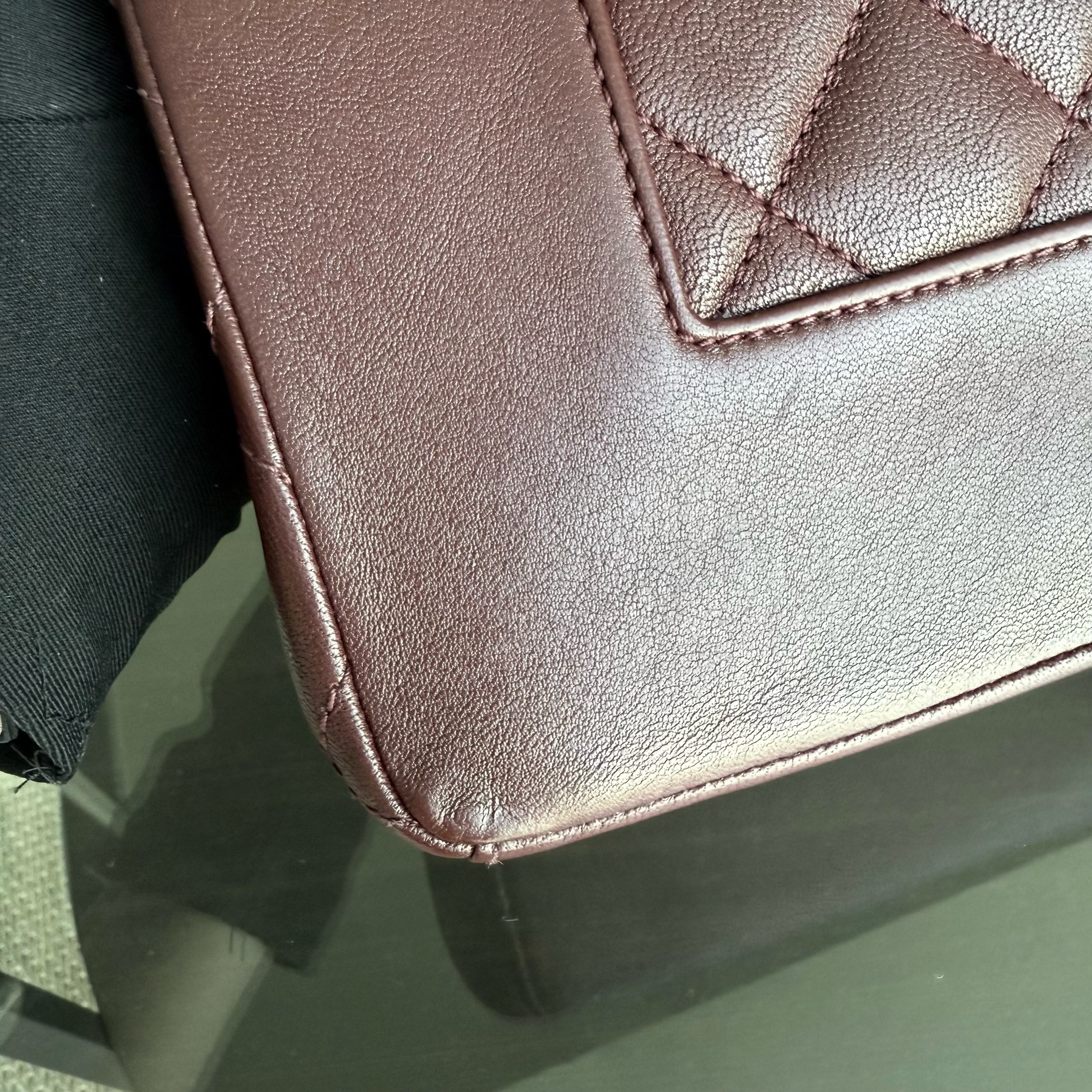 Chanel Mademoiselle Seasonal Flap - 25CM Quilted Lambskin Burgundy Gold Hardware Series 23