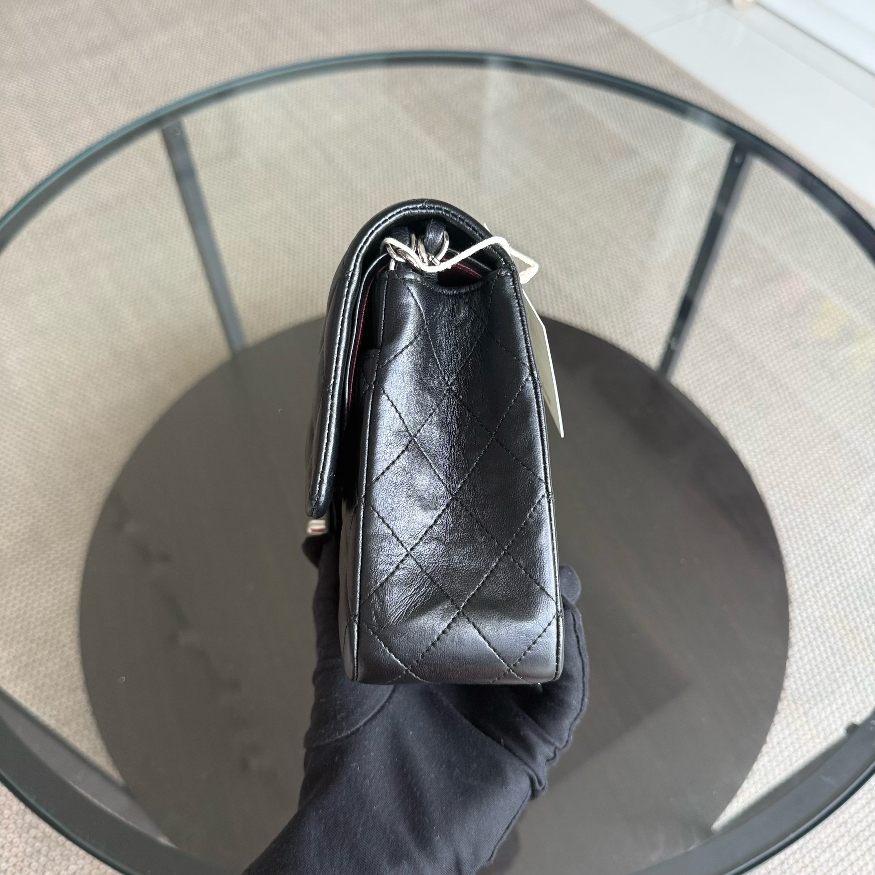 Chanel Classic Flap Medium - 25CM Quilted Lambskin Black Silver Hardware Series 15