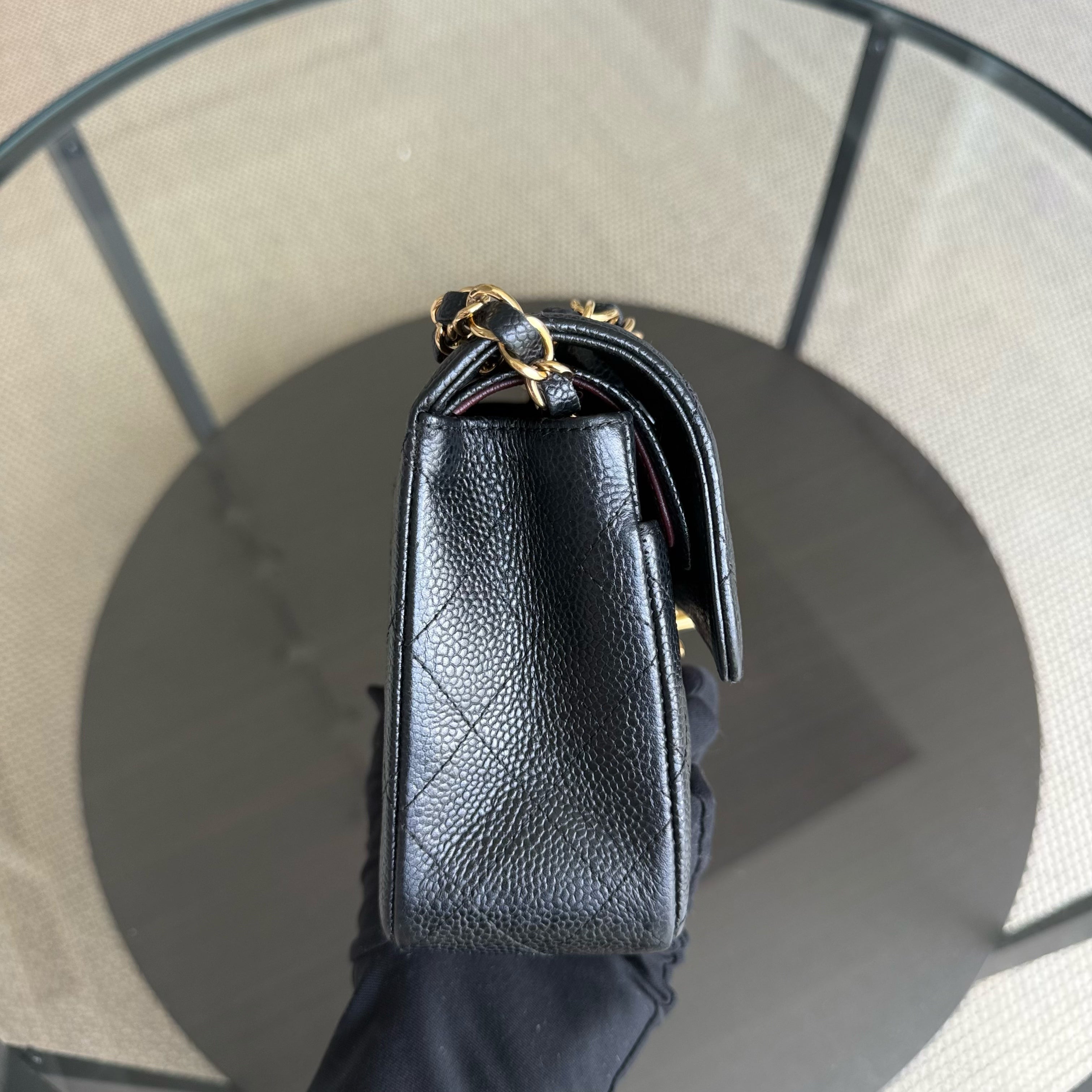 Chanel Classic Flap Small - Caviar 23CM Quilted Black Gold Hardware Series 16