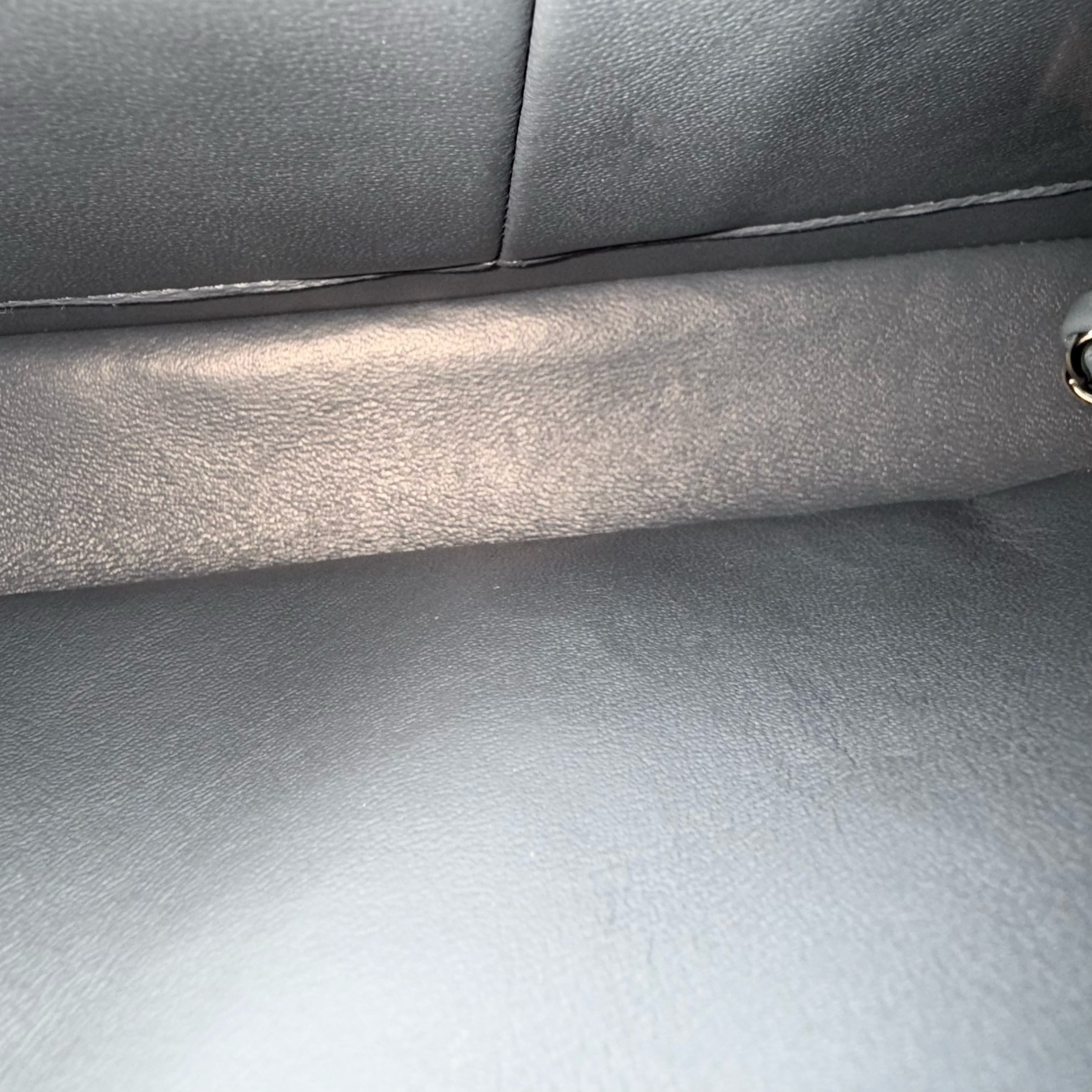 Chanel Classic Flap Medium - 25CM Quilted Lambskin Haze Blue Silver Hardware & Balance of Chanel PST RED