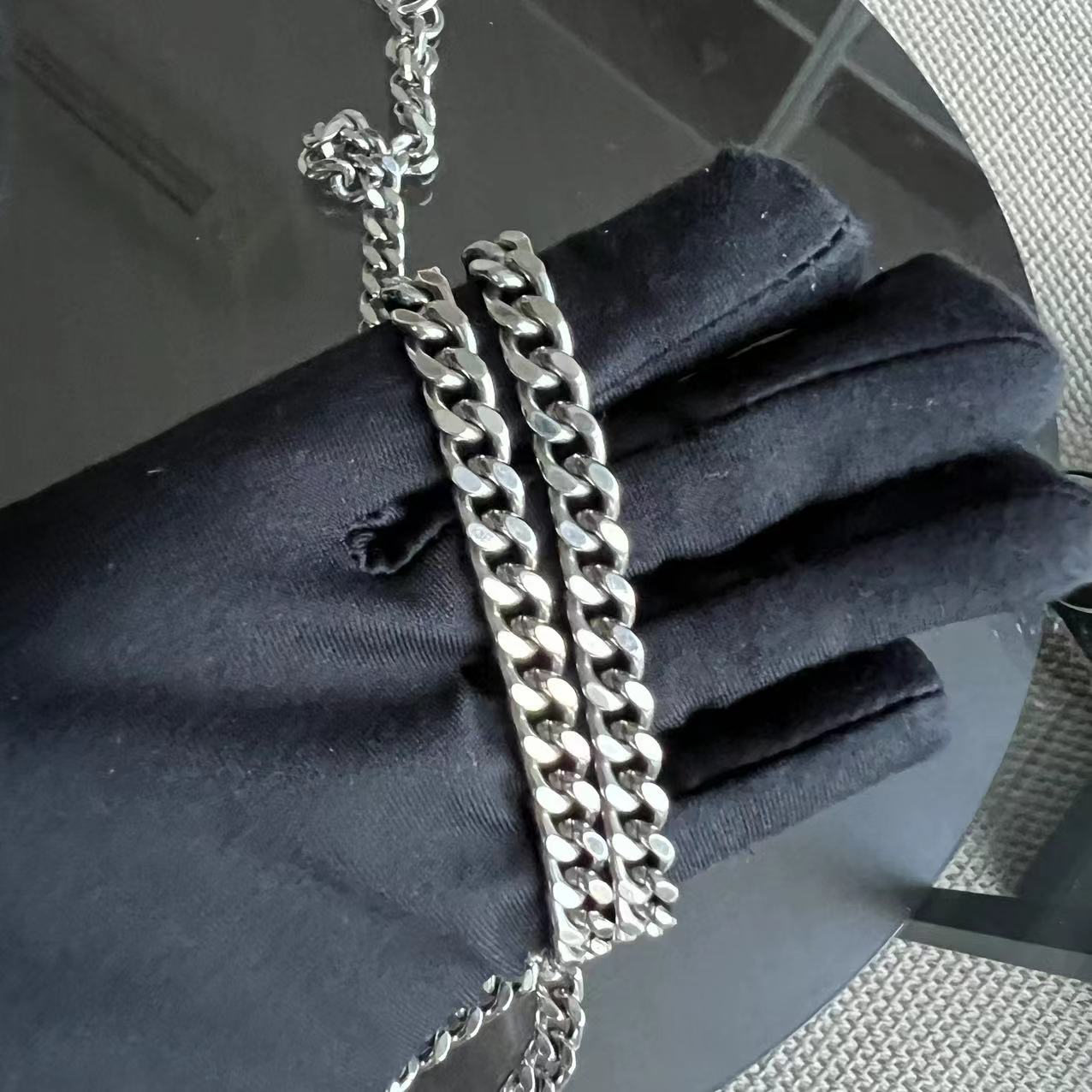 *Full set, Receipt* Lady Mini Lambskin Dark Green Silver Hardware Chain Strap