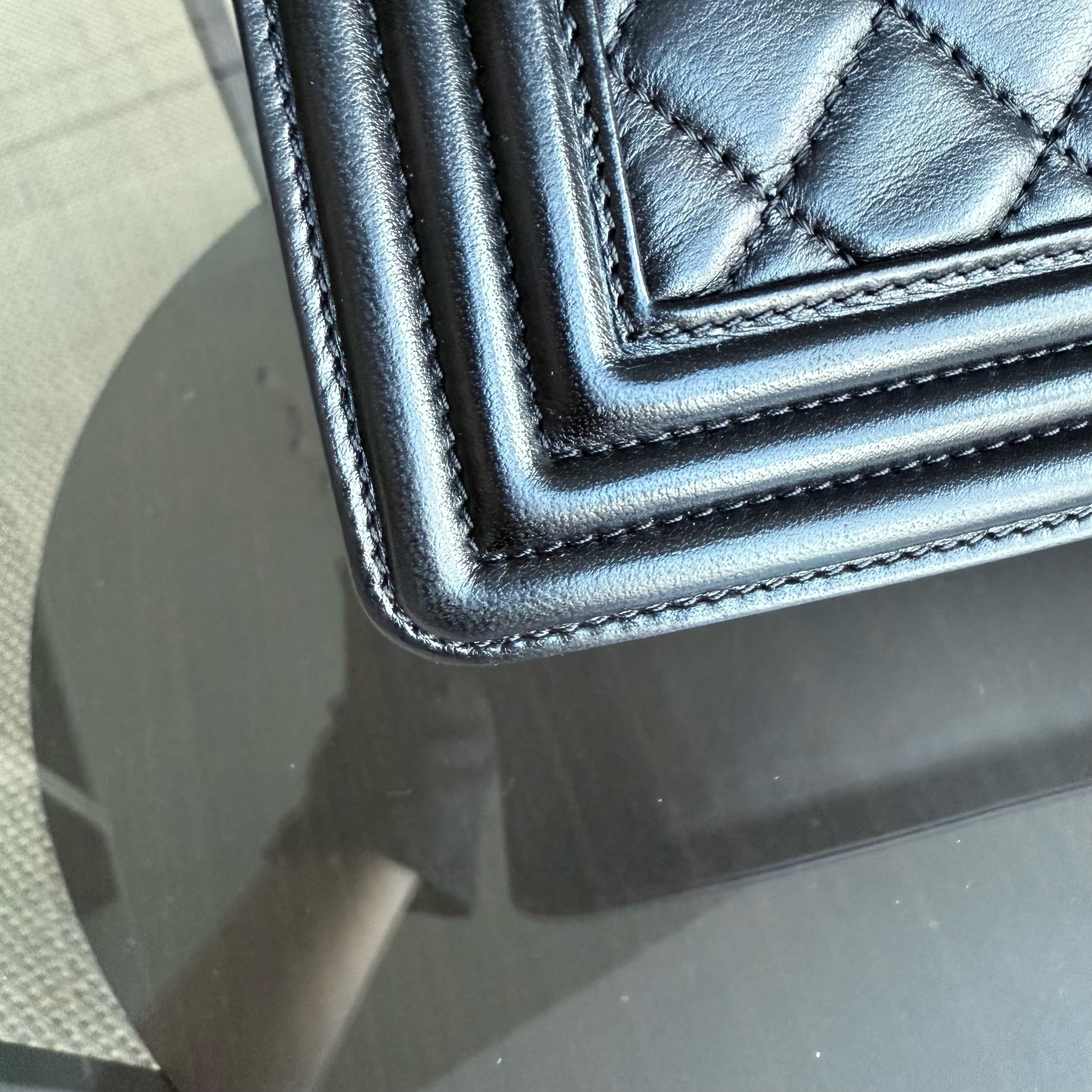 Chanel Boy Large - 30CM Quilted Lambskin Large Black Ruthenium Silver Hardware Series 16