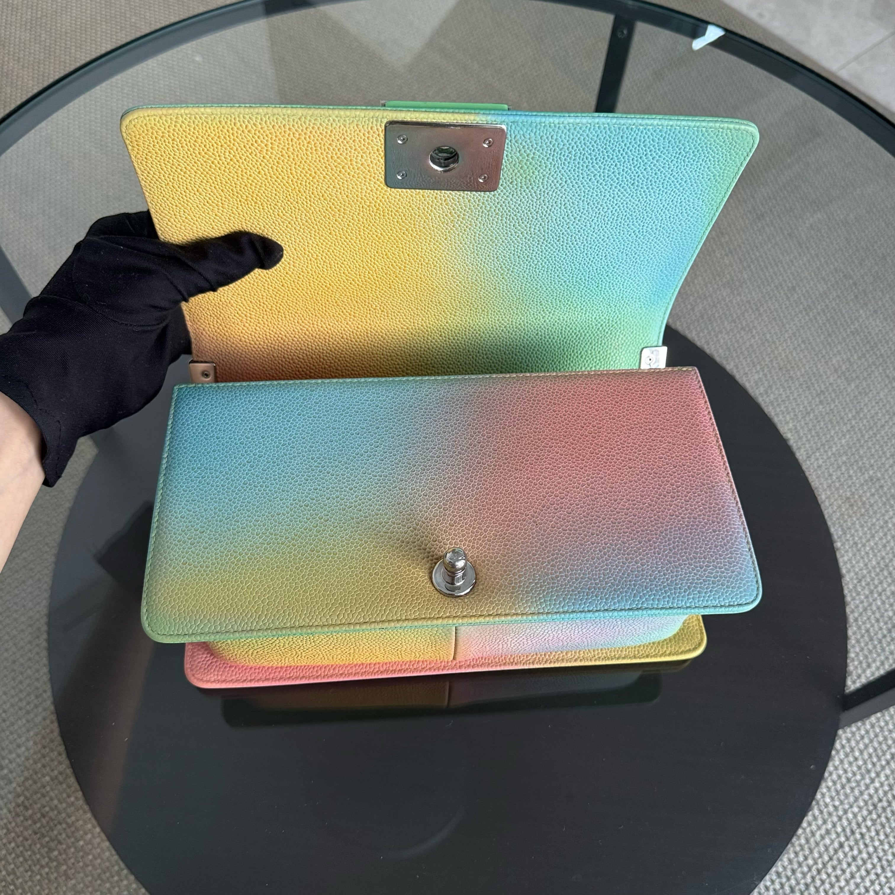 Chanel Boy Medium - Caviar 25CM Quilted Grained Calfskin Rainbow Limited Edition Series 23