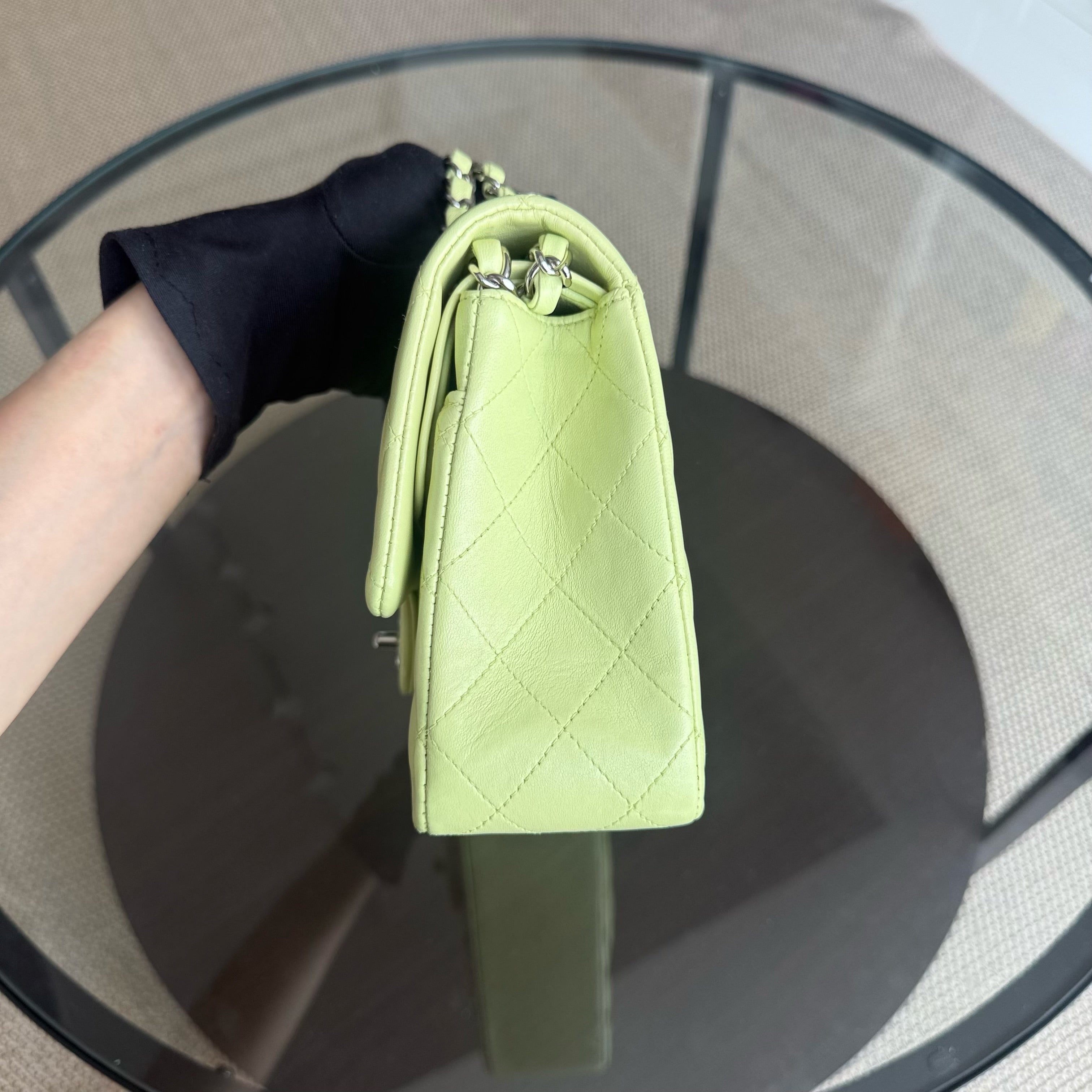 Chanel Classic Flap Medium - 25CM Quilted Lambskin Lime Silver Hardware Series 14