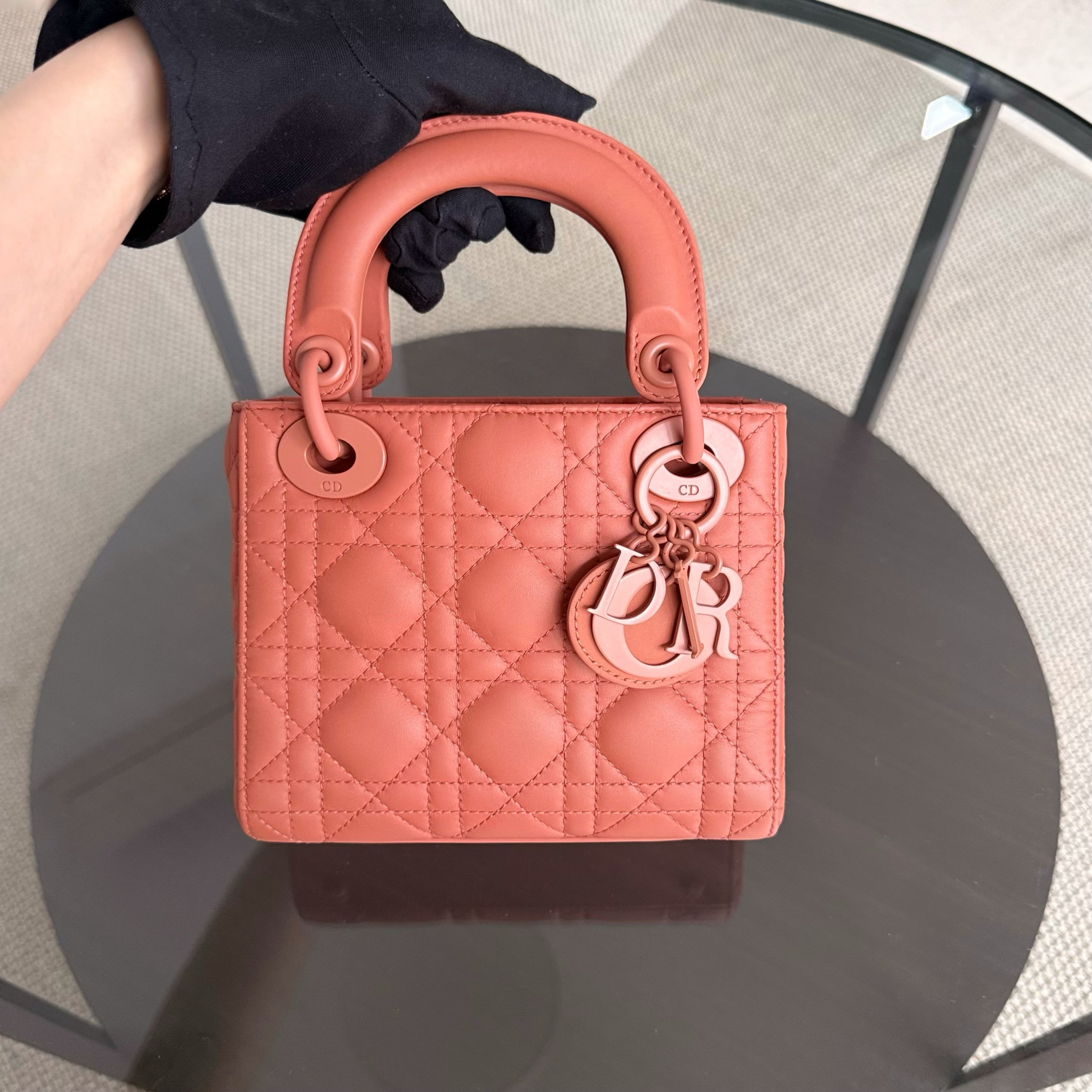 Dior Lady Mini - Cannage Calfskin So Caramel Matte Hardware Chain Strap