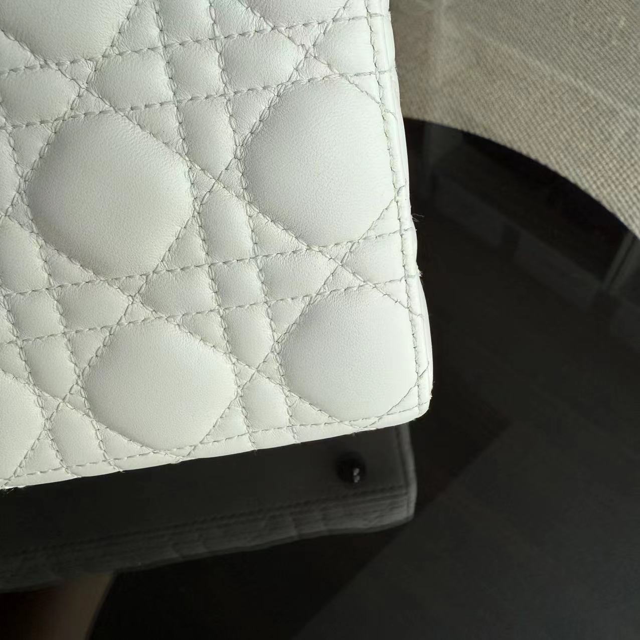 Dior Lady Small ABC MyABC Cannage Lambskin White Silver Hardware Shoulder Bag