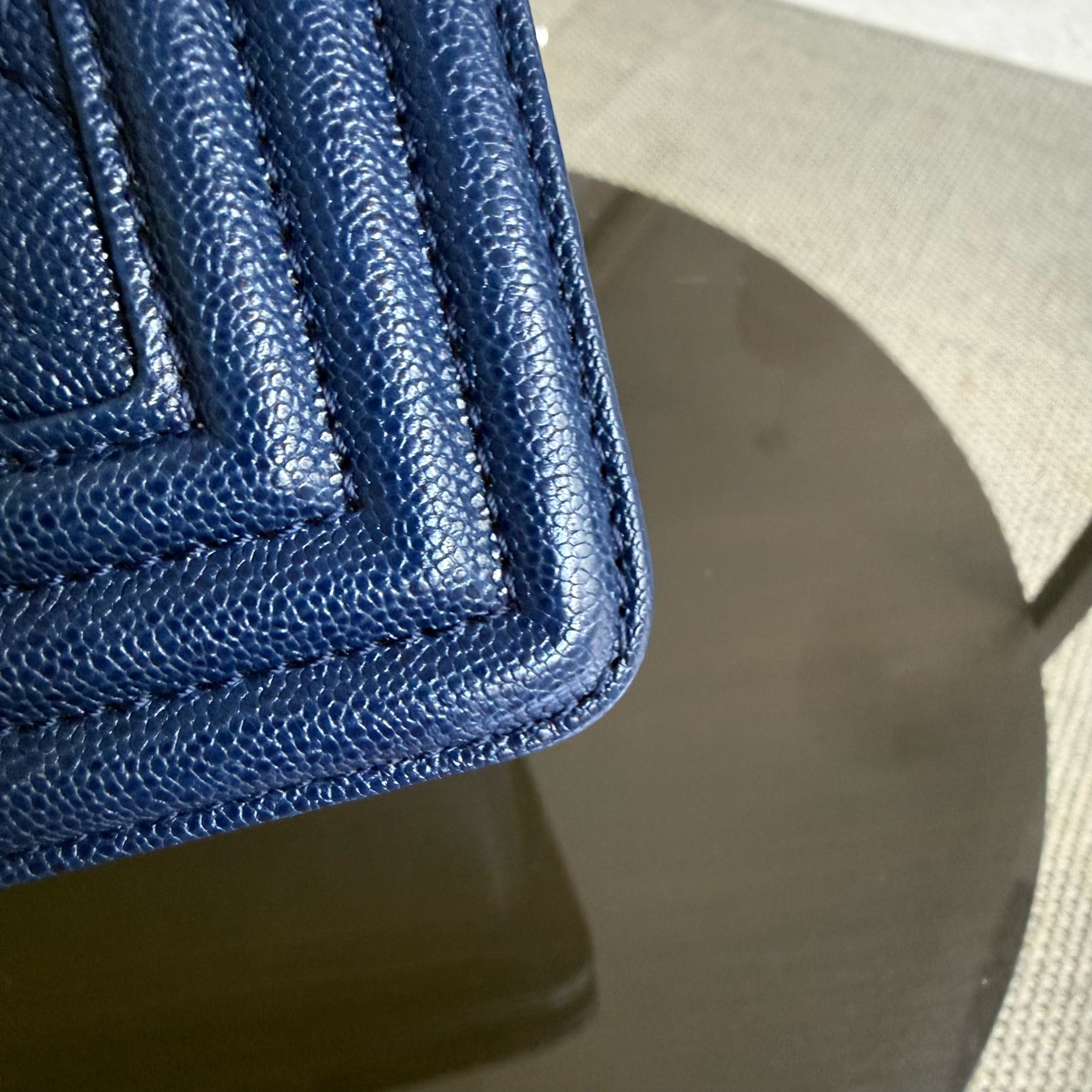 Chanel Boy Small - Caviar 20CM Quilted Dark Blue Gold Hardware Series 26