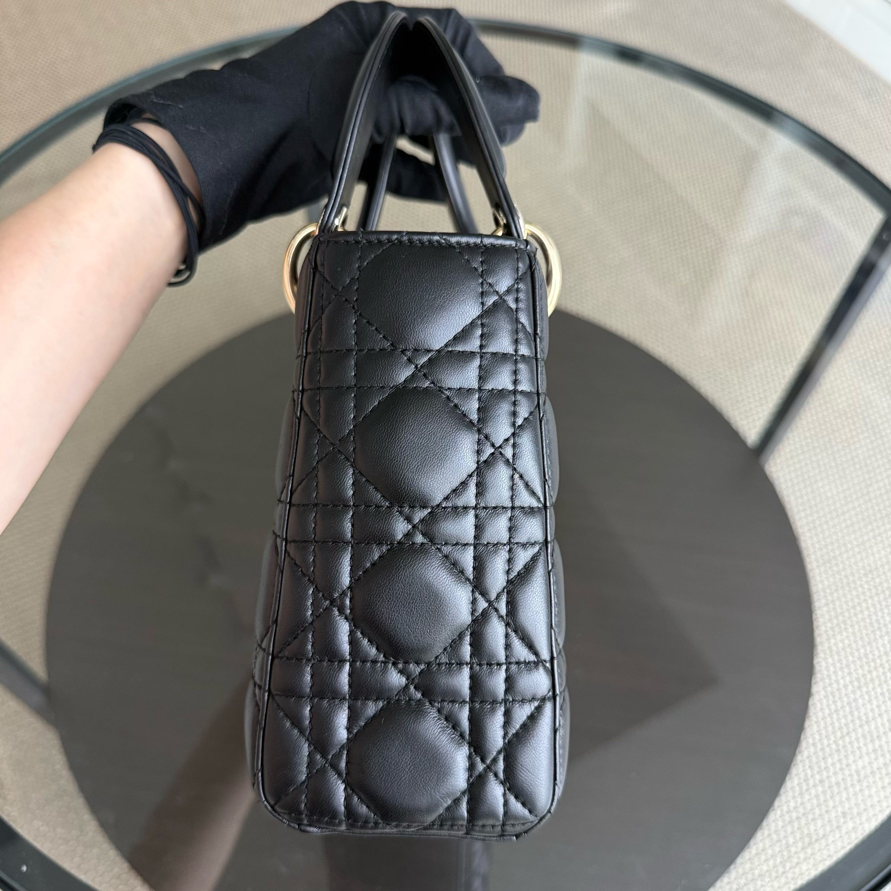 Dior Lady Small - Cannage Lambskin Black Gold Hardware