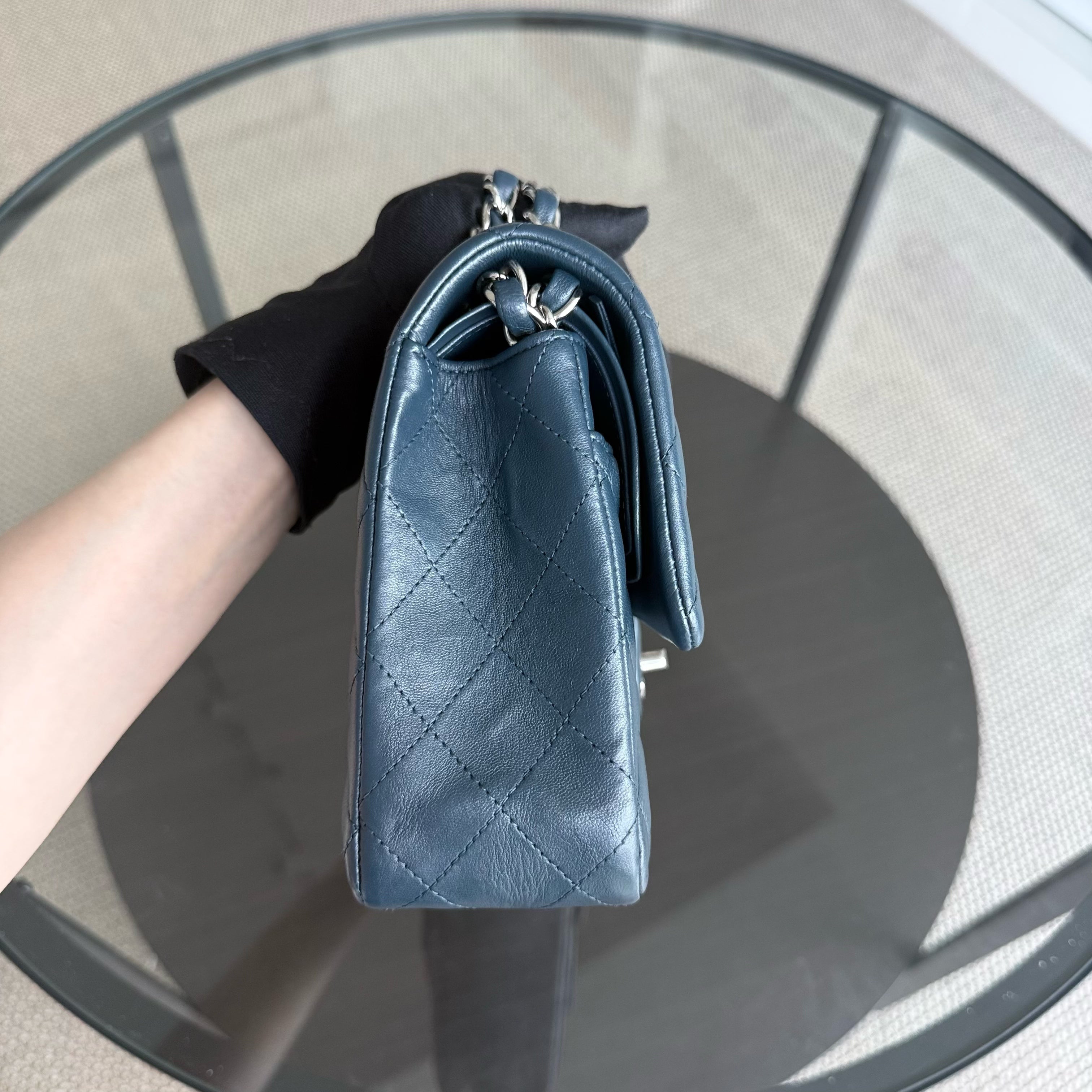 Chanel Classic Flap Medium - 25CM Quilted Lambskin Blue Silver Hardware Series 26