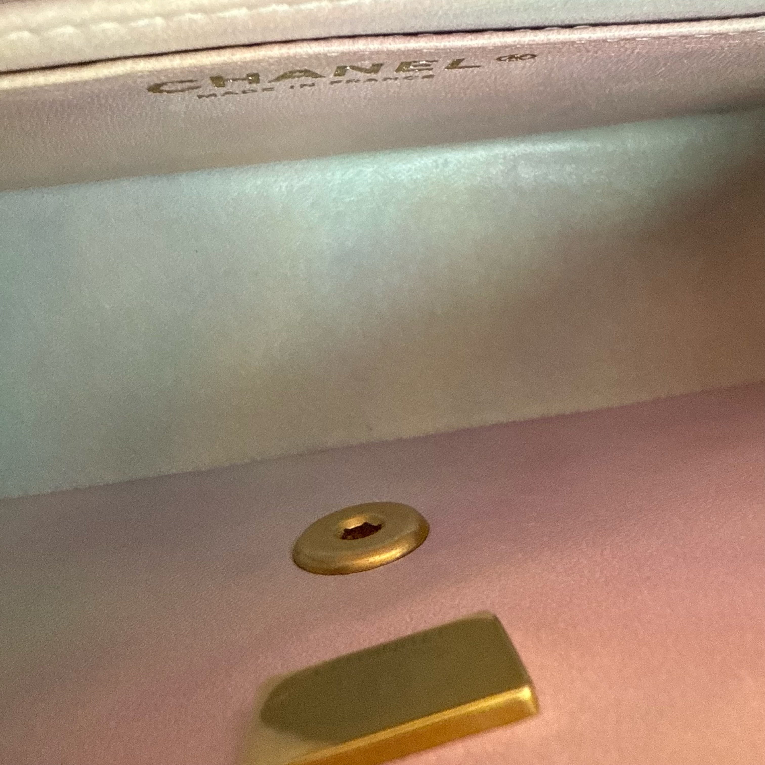 Chanel Classic Flap Mini Top Handle -Quilted Lambskin Ombre Rainbow Gold Hardware Microchip