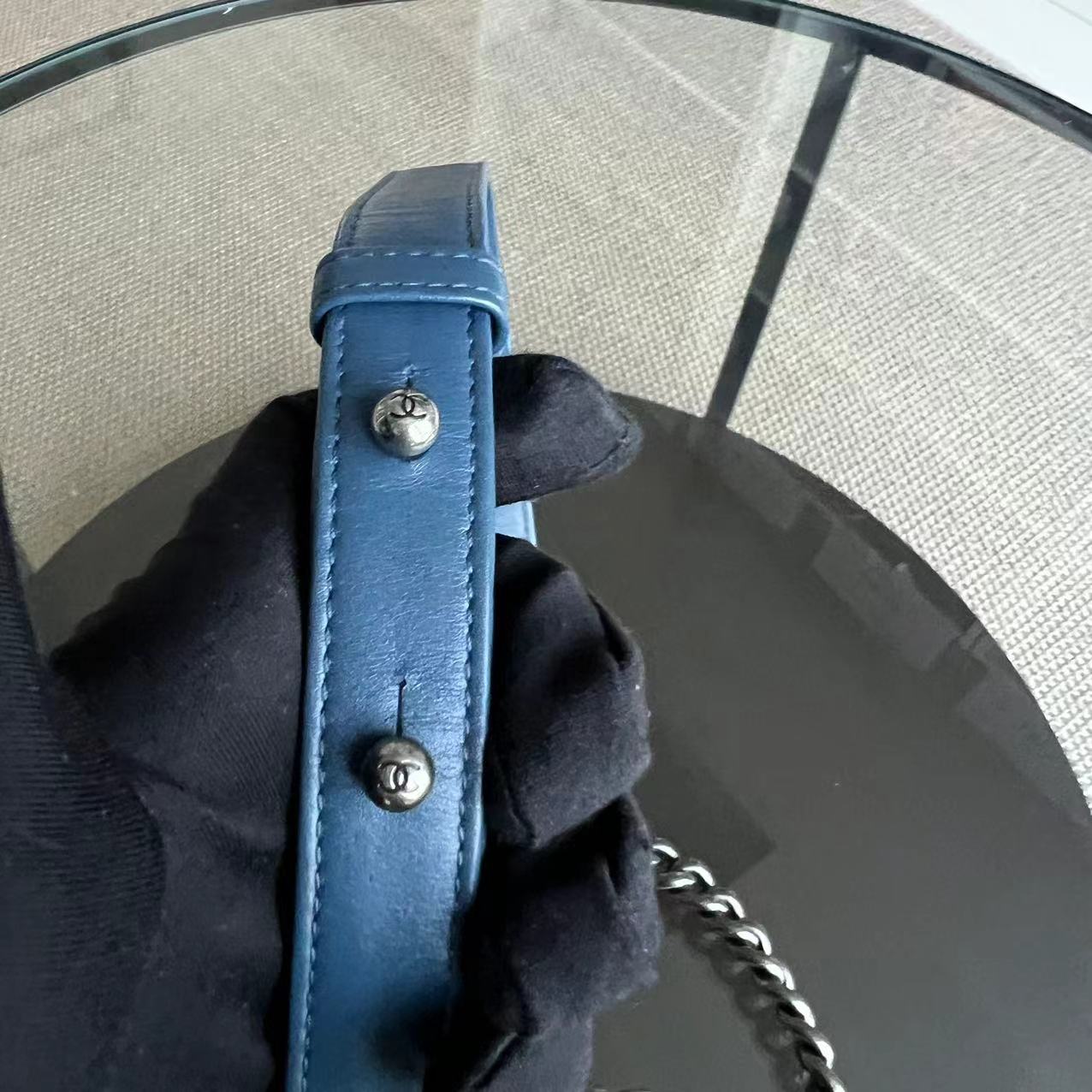 Chanel Boy Small - Quilted Calfskin Blue Ruthenium Silver Hardware Series 23