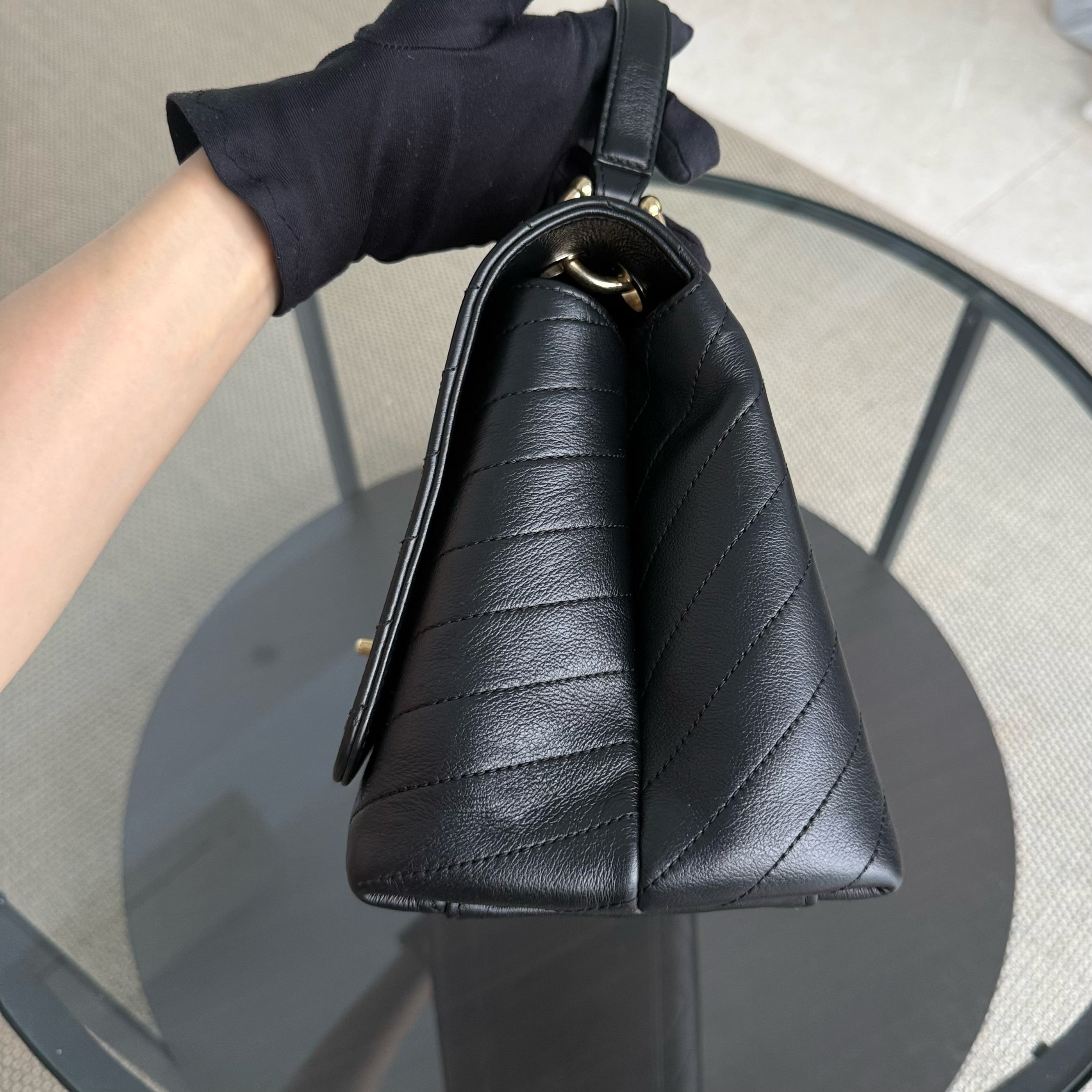 Chanel Handle Large - Caviar Quilted Black Gold Hardware Series 25