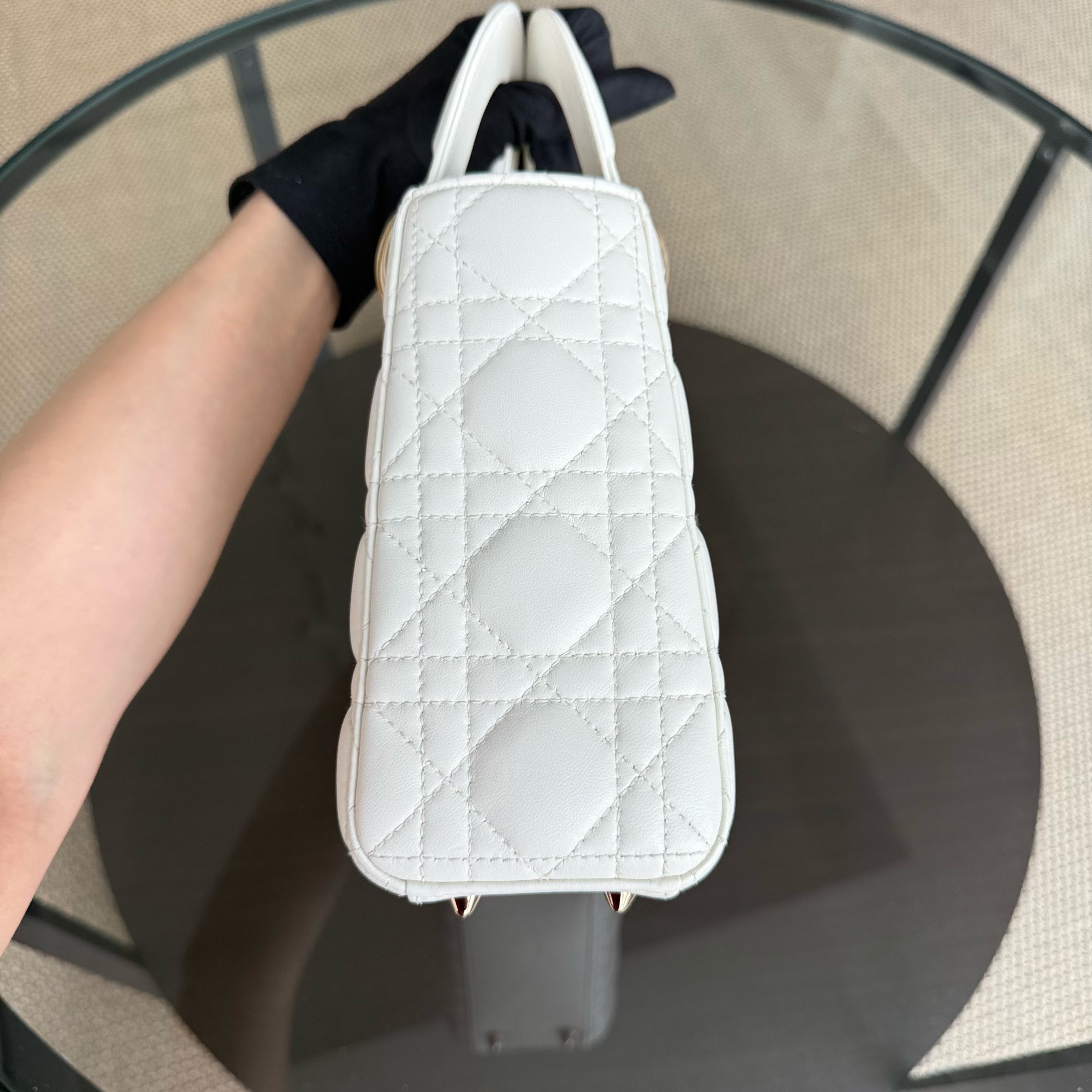 Dior Lady Small MyABC - Cannage Lambskin White Gold Hardware ABC