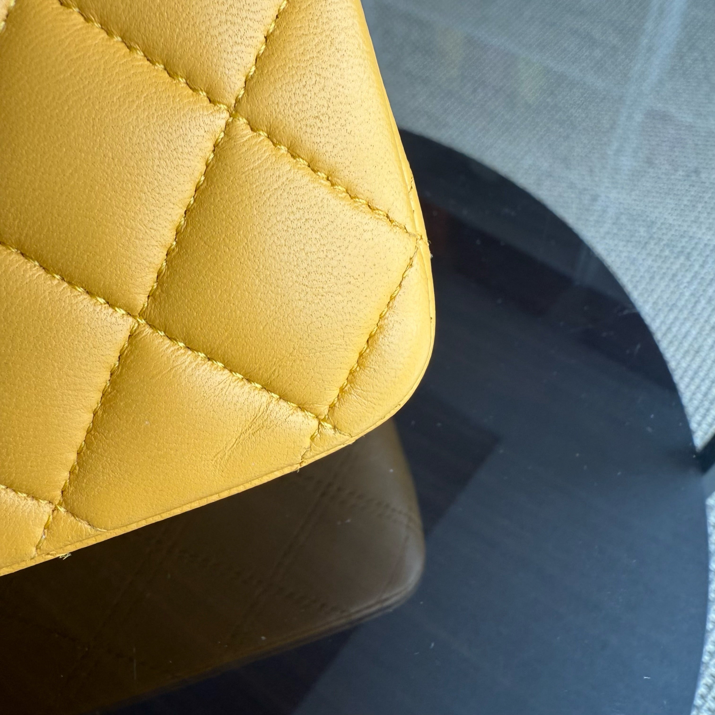 Chanel Classic Flap Medium - 25CM Quilted Lambskin Yellow Gold Hardware Series 22