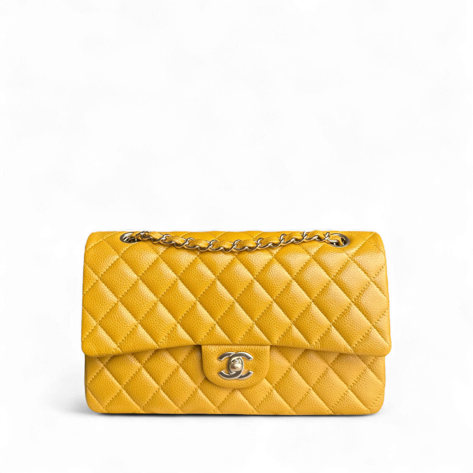 Chanel Classic Flap Medium - Caviar Quilted Grained Calfskin Mustard Gold Hardware Series 25