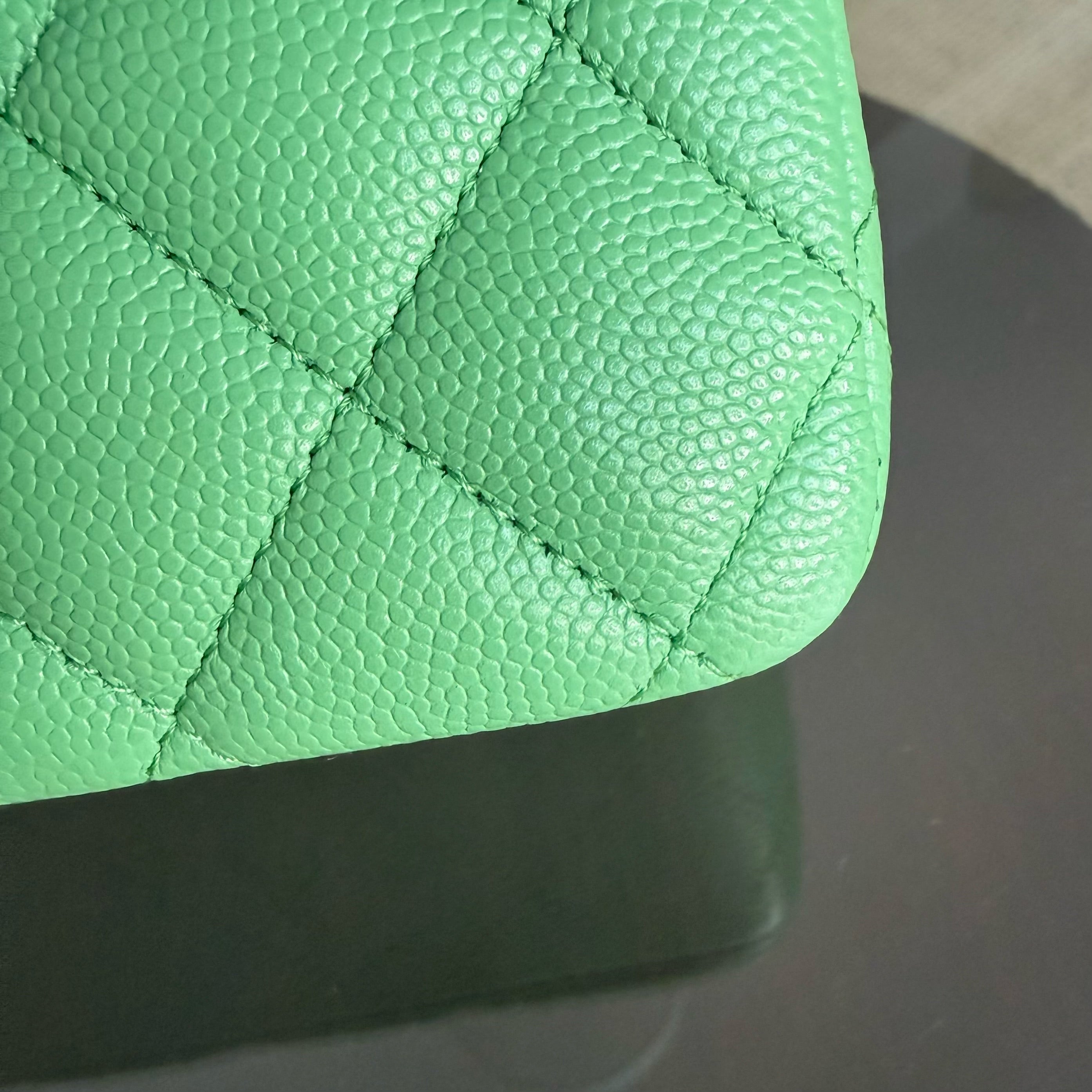 Chanel Classic Flap Medium - 25CM Quilted Caviar Green Gold Hardware Series 31