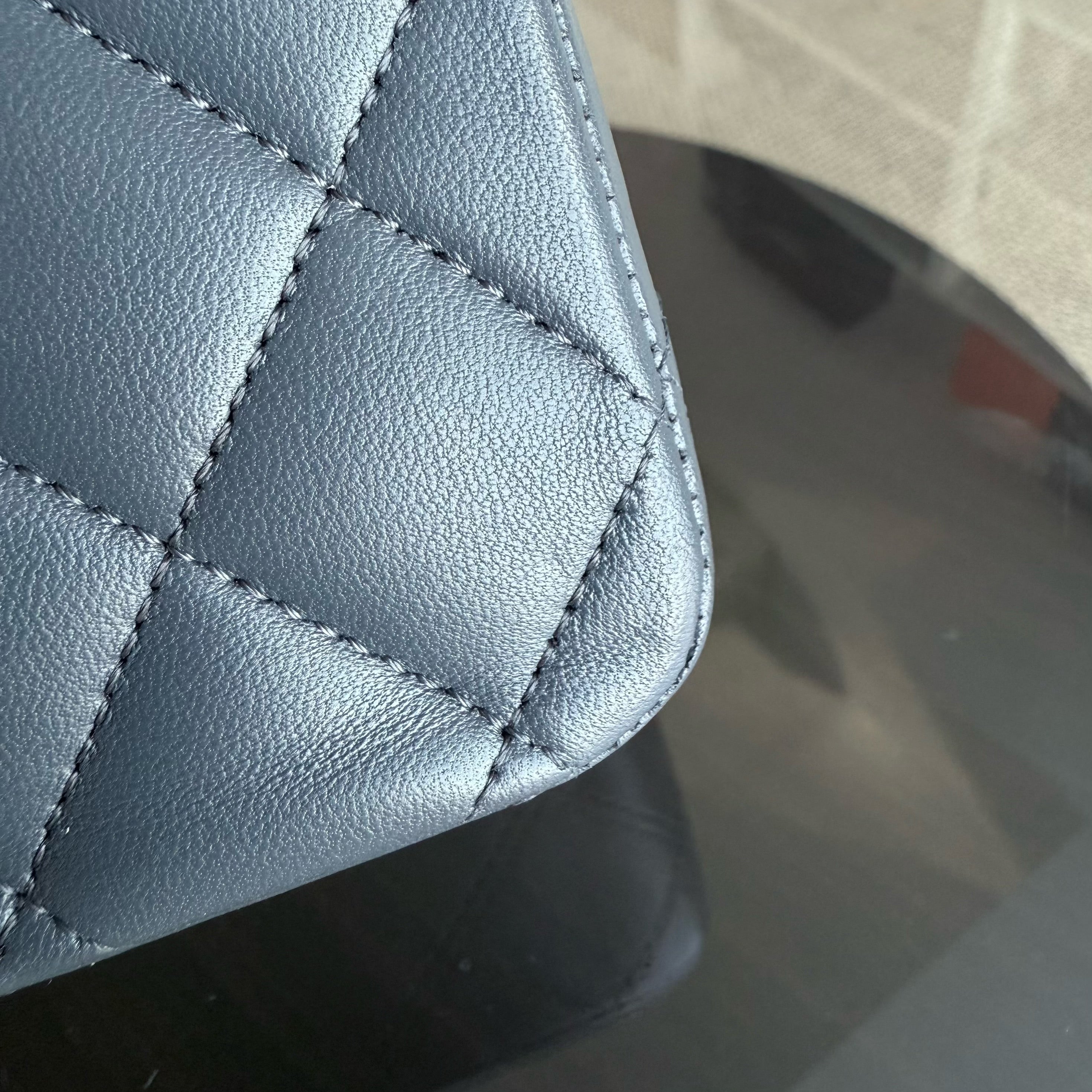 Chanel Classic Flap Medium - 25CM Quilted Lambskin Dark Gray Gold Hardware Series 19