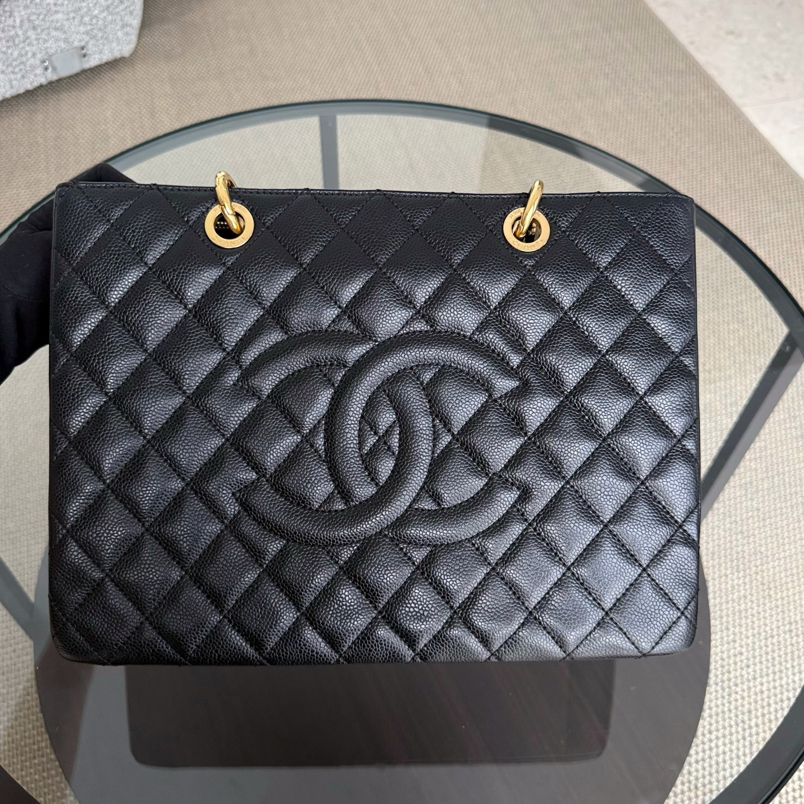 Chanel GST Grand Shopping Tote - Caviar Quilted Black Gold Hardware Series 13