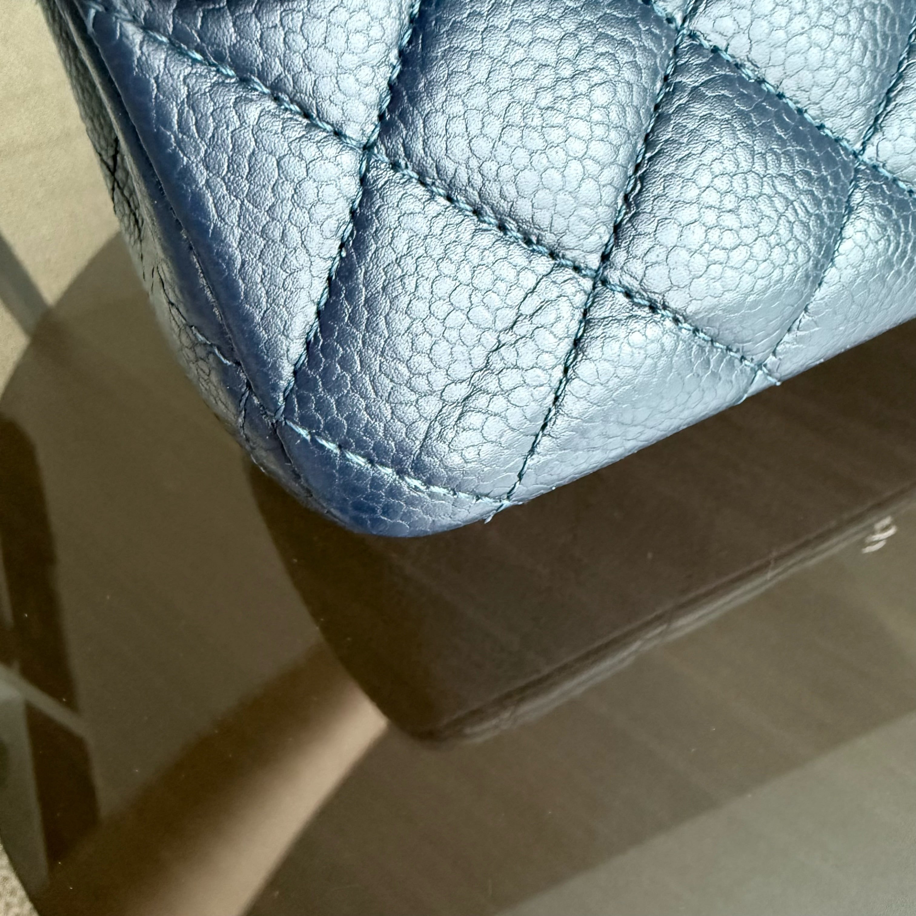 Chanel Classic Flap Medium - Caviar 25CM Quilted Dark Midnight Blue Silver Hardware Series 19